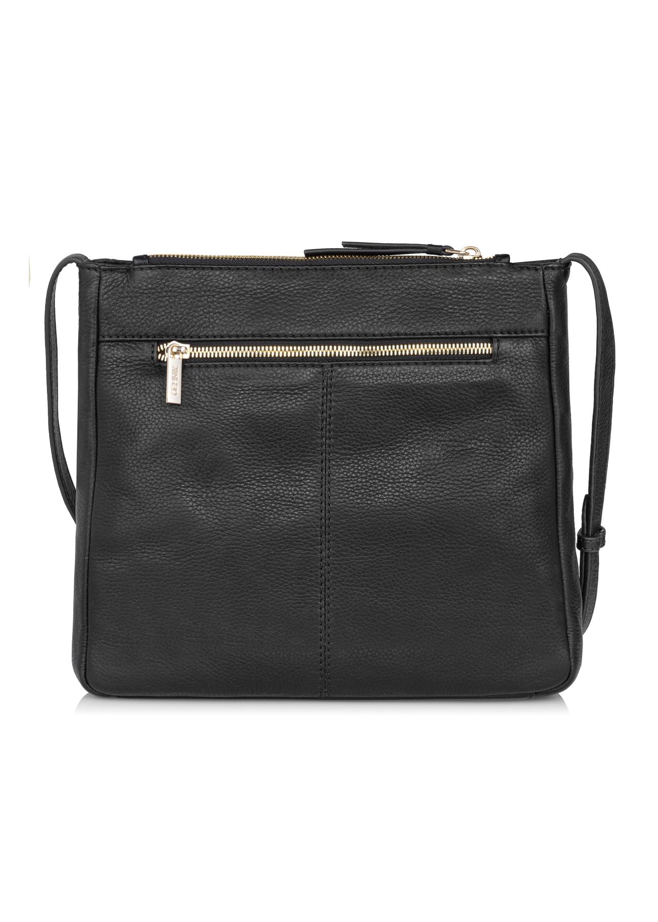 Women's black leather postbag TORES-0992-99(W24)-04