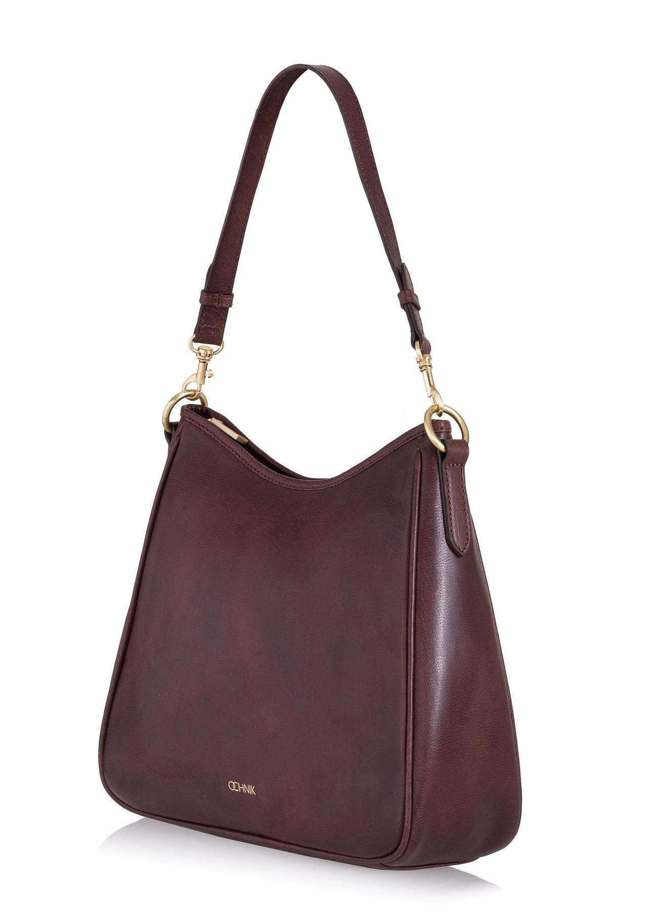 Brown leather women's hobo handbag TORES-0935-88(Z23)-02