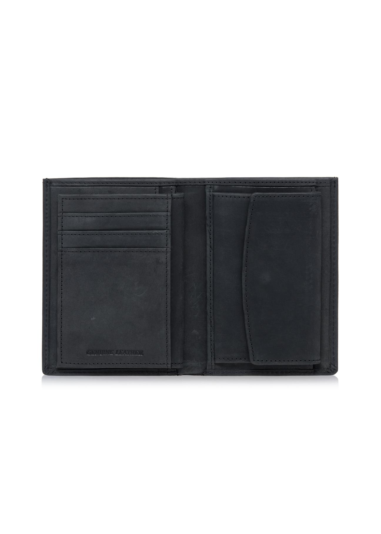 Men's leather wallet black PORMS-0545-99(W23)-04