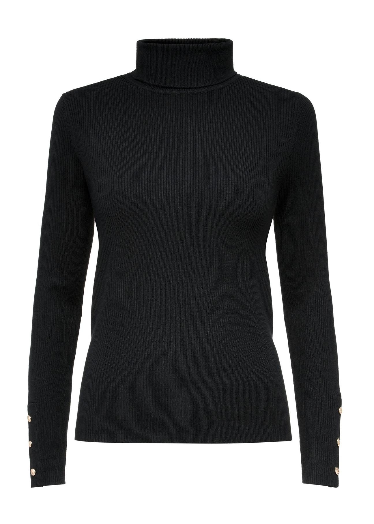 Black women's turtleneck sweater SWEDT-0209-99(Z24)-01