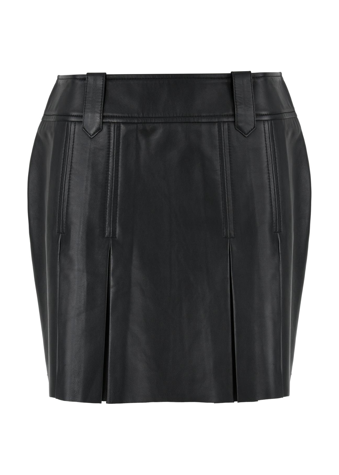 Black leather pleated mini skirt SPCDS-0070-1040(W24)-04