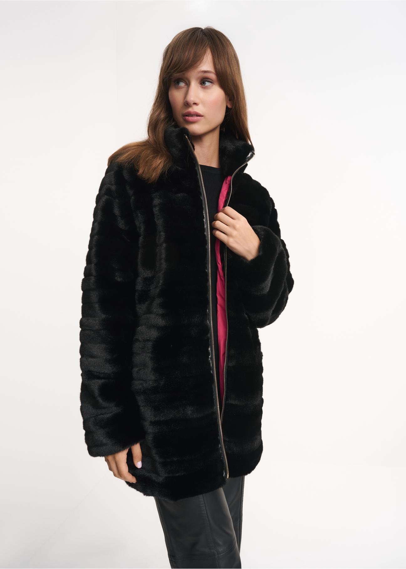 Women's artificial fur zipper FUTDP-0019-99(Z22)-02