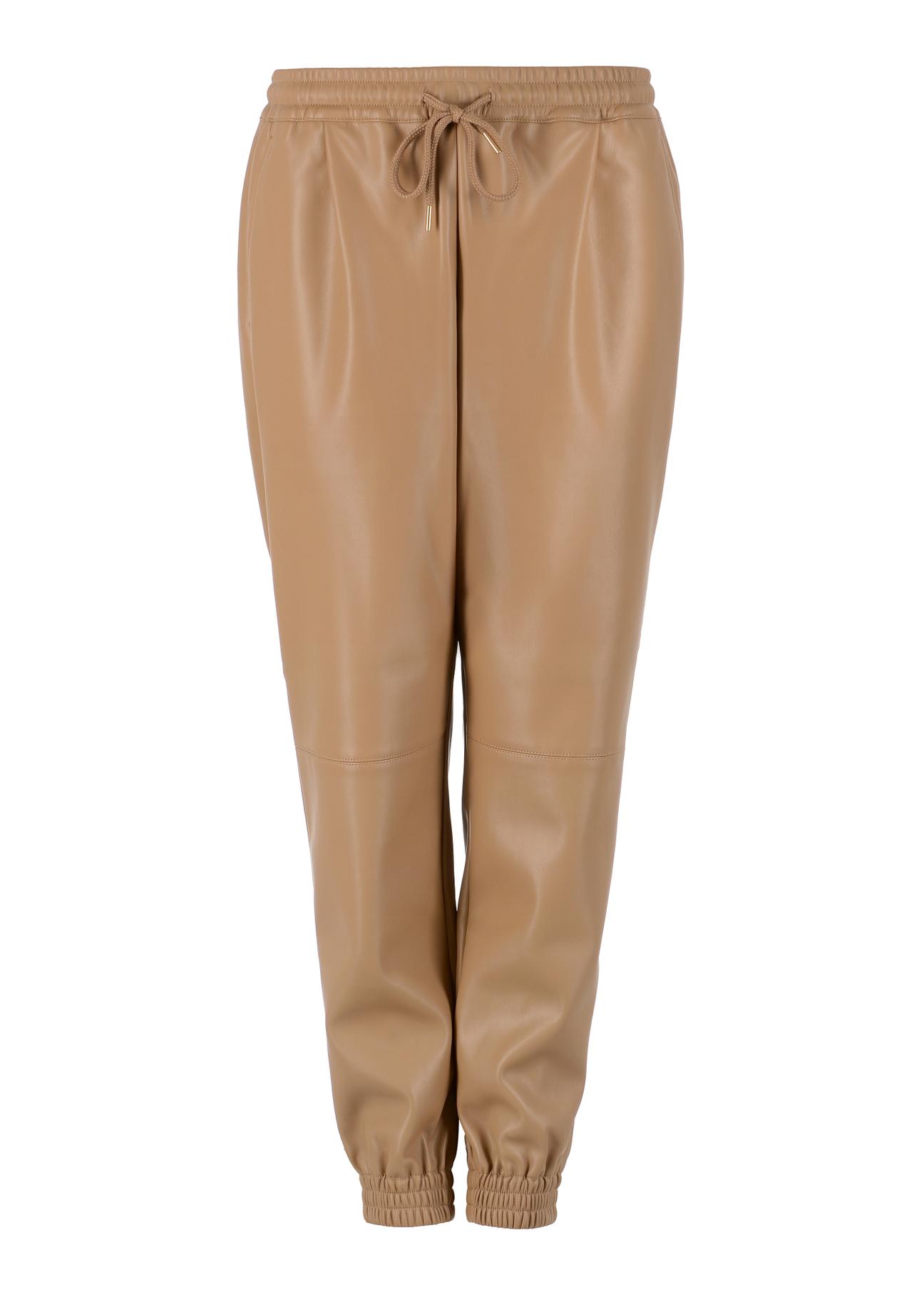 Beige imitation leather pants SPODP-0002-81(W23)-05