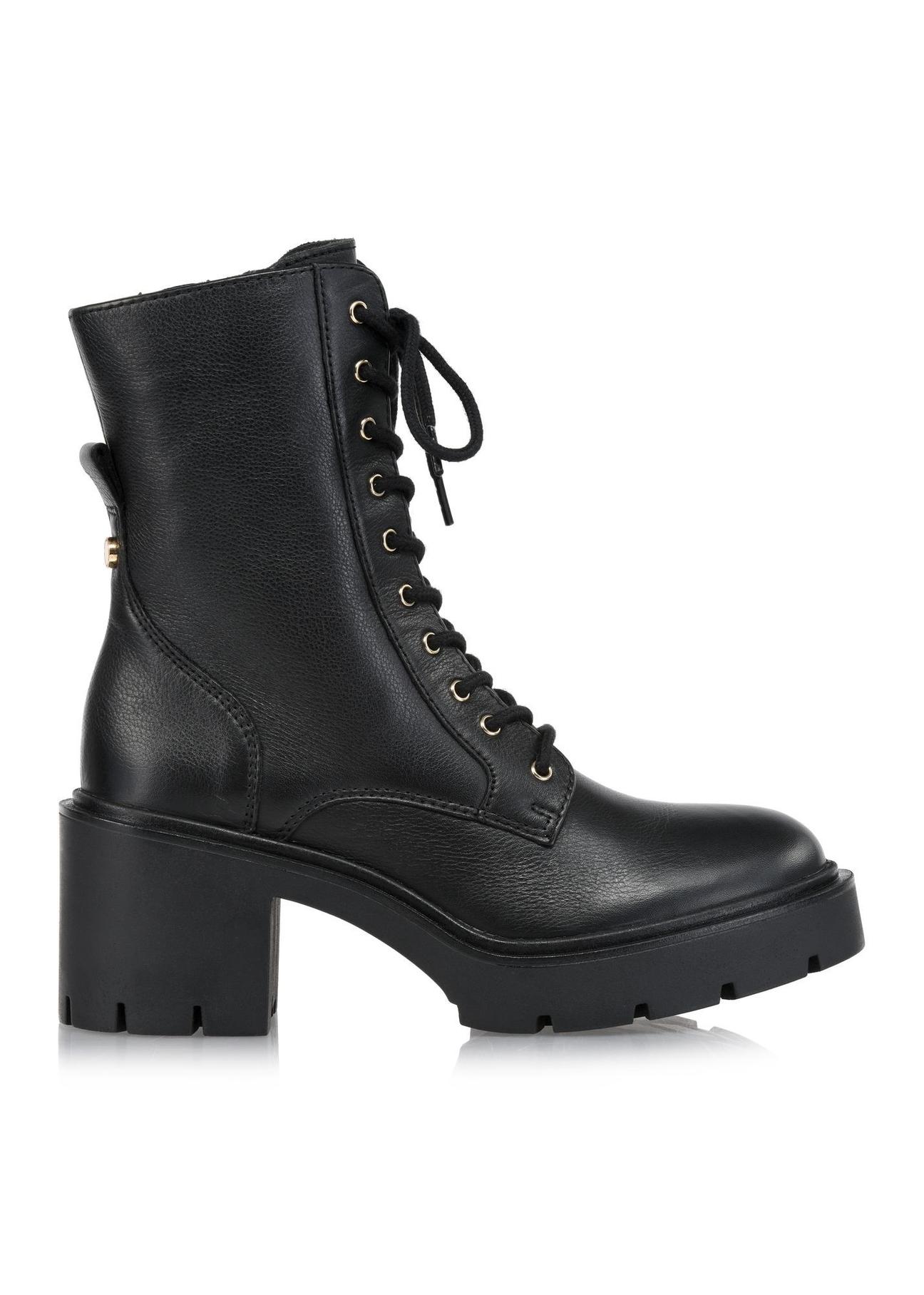 Black leather high-heeled ankle boots BUTYD-1095-99(Z24)-01