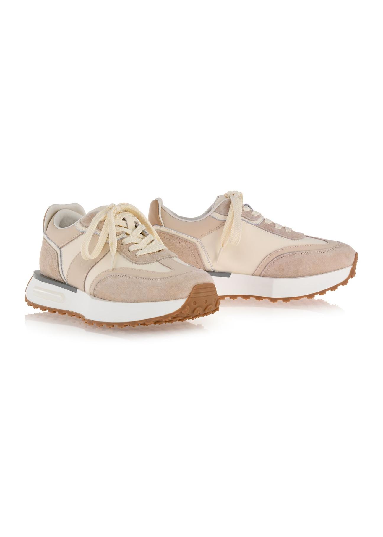 Beige women's leather sneakers BUTYD-1141-81(Z24)-04