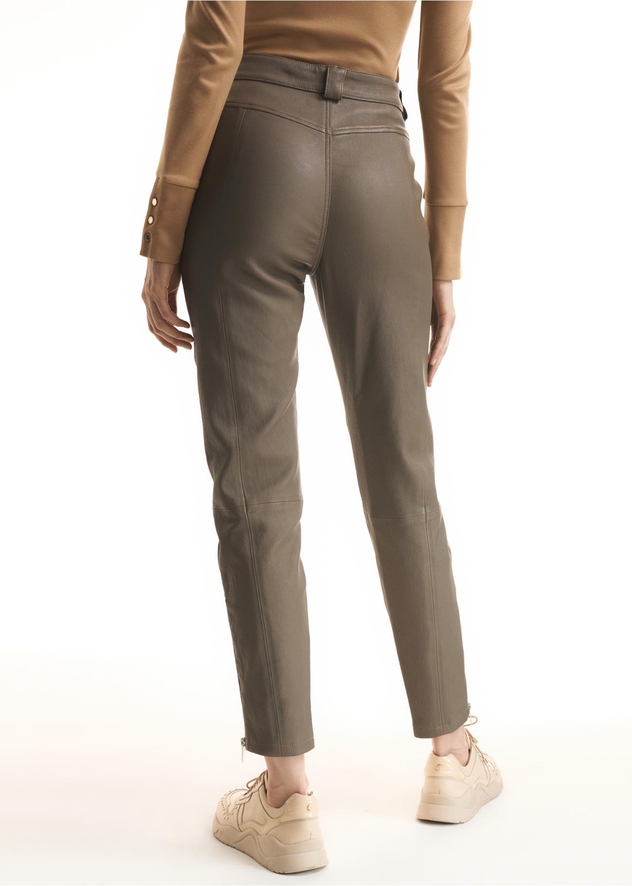 Women's grey leather pants SPODS-0031-1263(Z22)-03