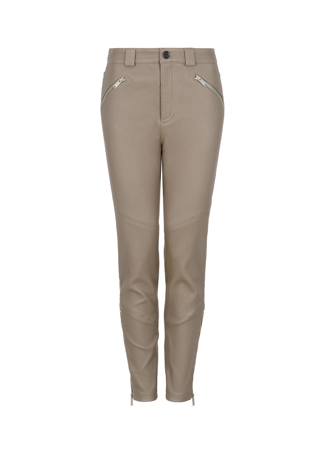 Women's grey leather pants SPODS-0031-1263(Z22)-04