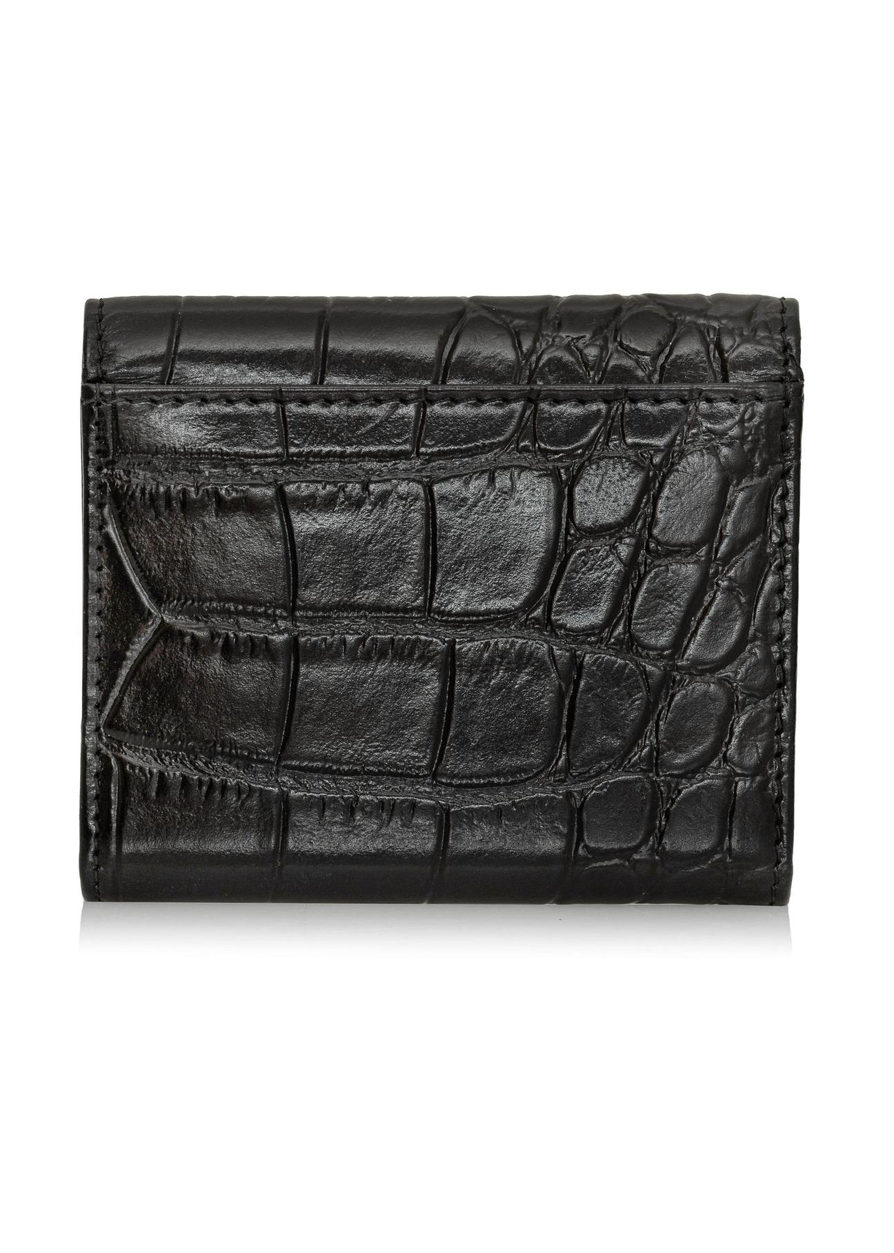 Small black leather women's wallet croco PORES-0918-99(Z24)-03