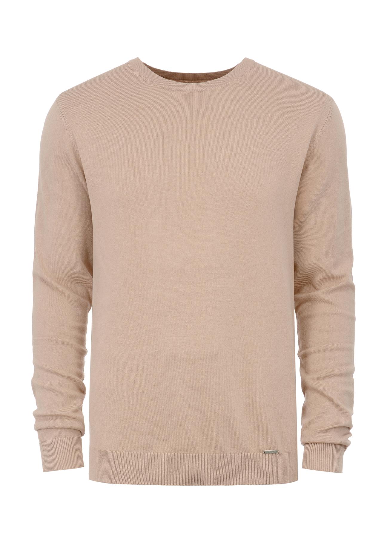 Beige men's basic sweater SWEMT-0127-81(W23)-04