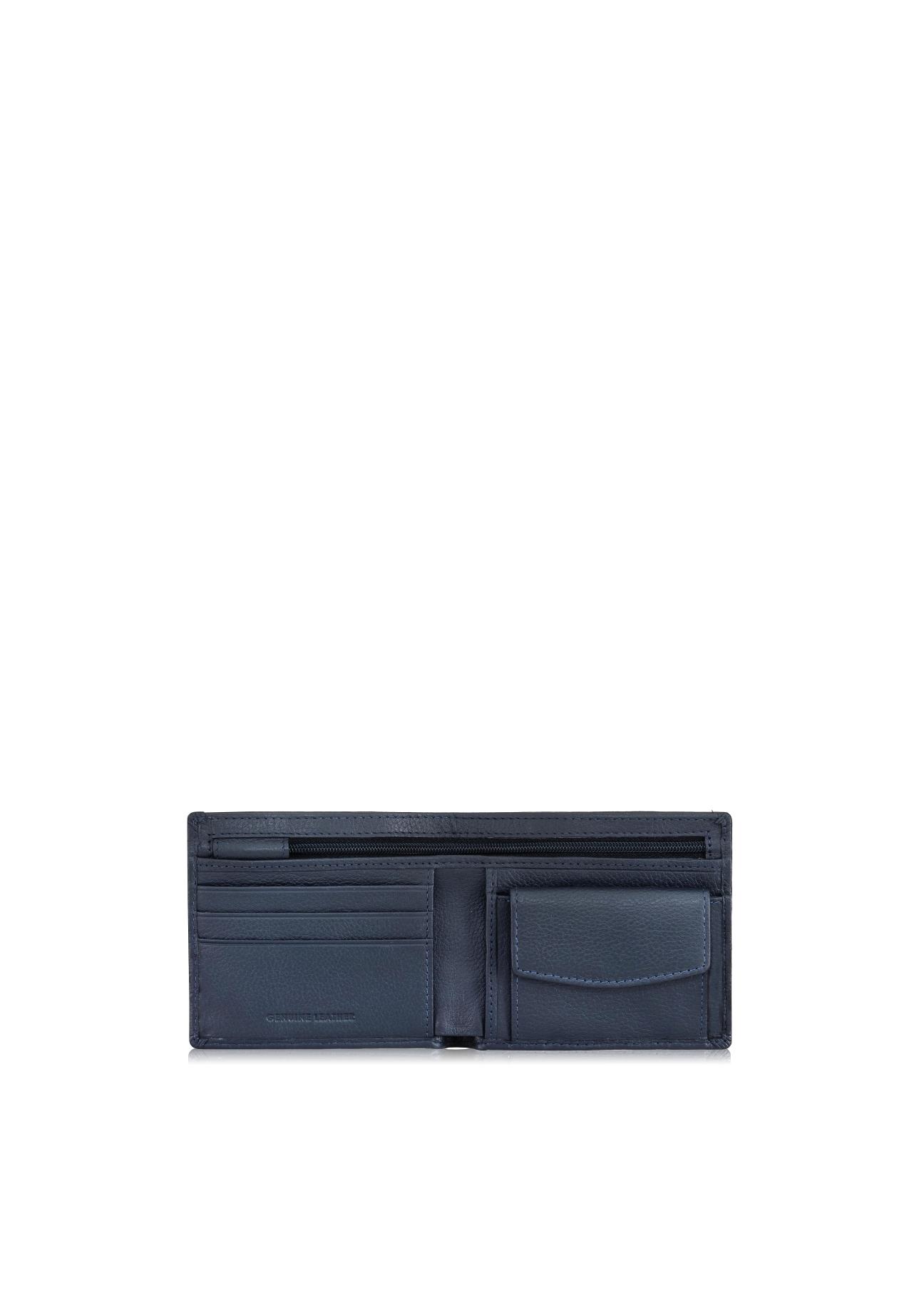 Men's navy blue leather wallet PORMS-0009-69(W24)-03