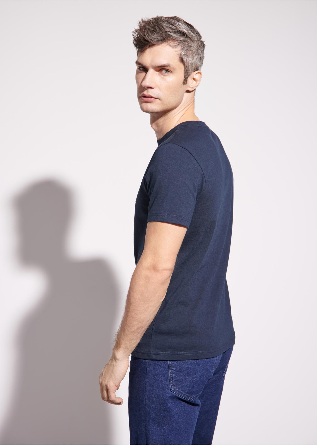 Men's navy blue T-shirt with logo TSHMT-0090-69(W23)-02