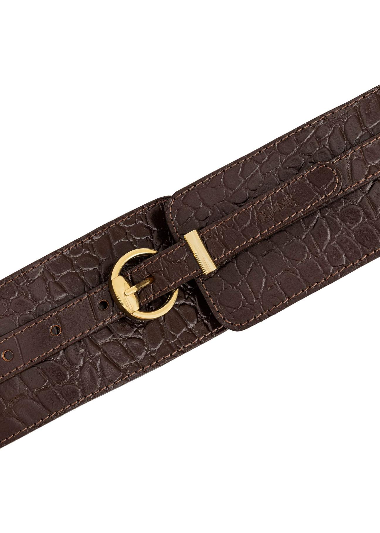 Brown leather women's belt 2in1 PASDS-0314-89(Z24)-04