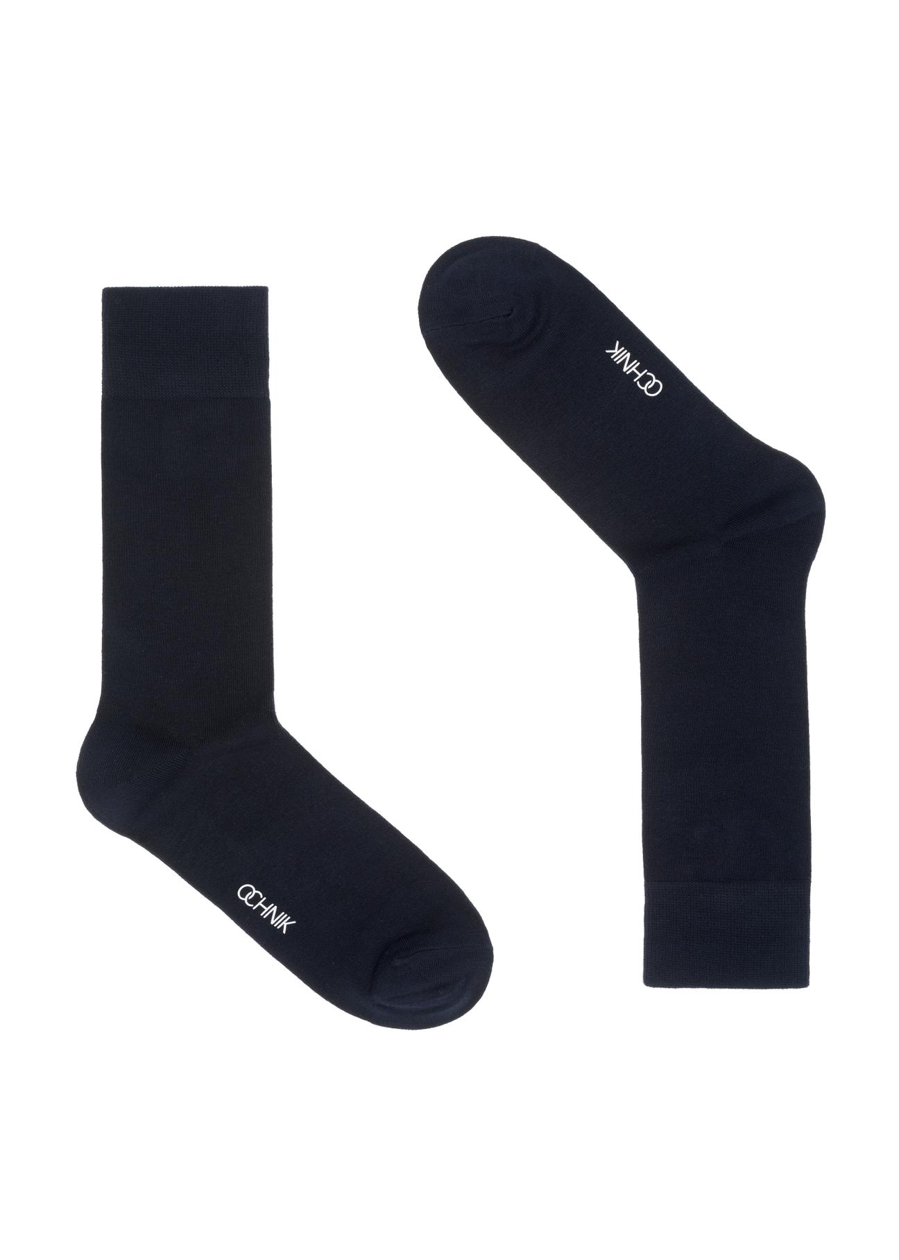 Long navy blue men's socks SKAMT-0019A-69(Z24)-01