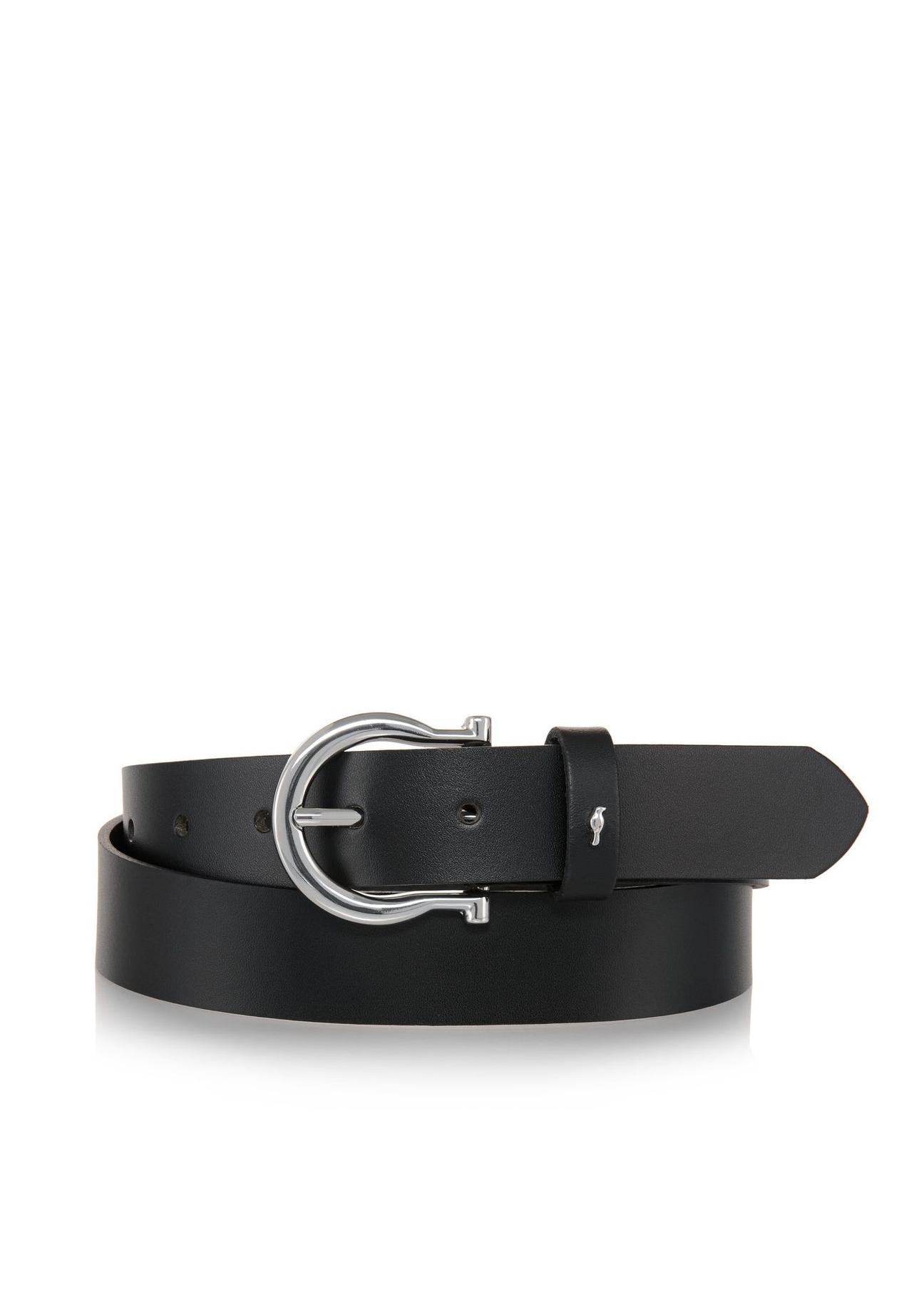 Black leather women's belt PASDS-0274A-99(W24)-01