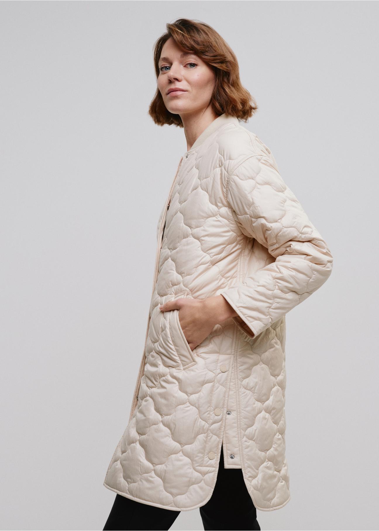 Women's beige quilted jacket KURDT-0508-80(W24)-01