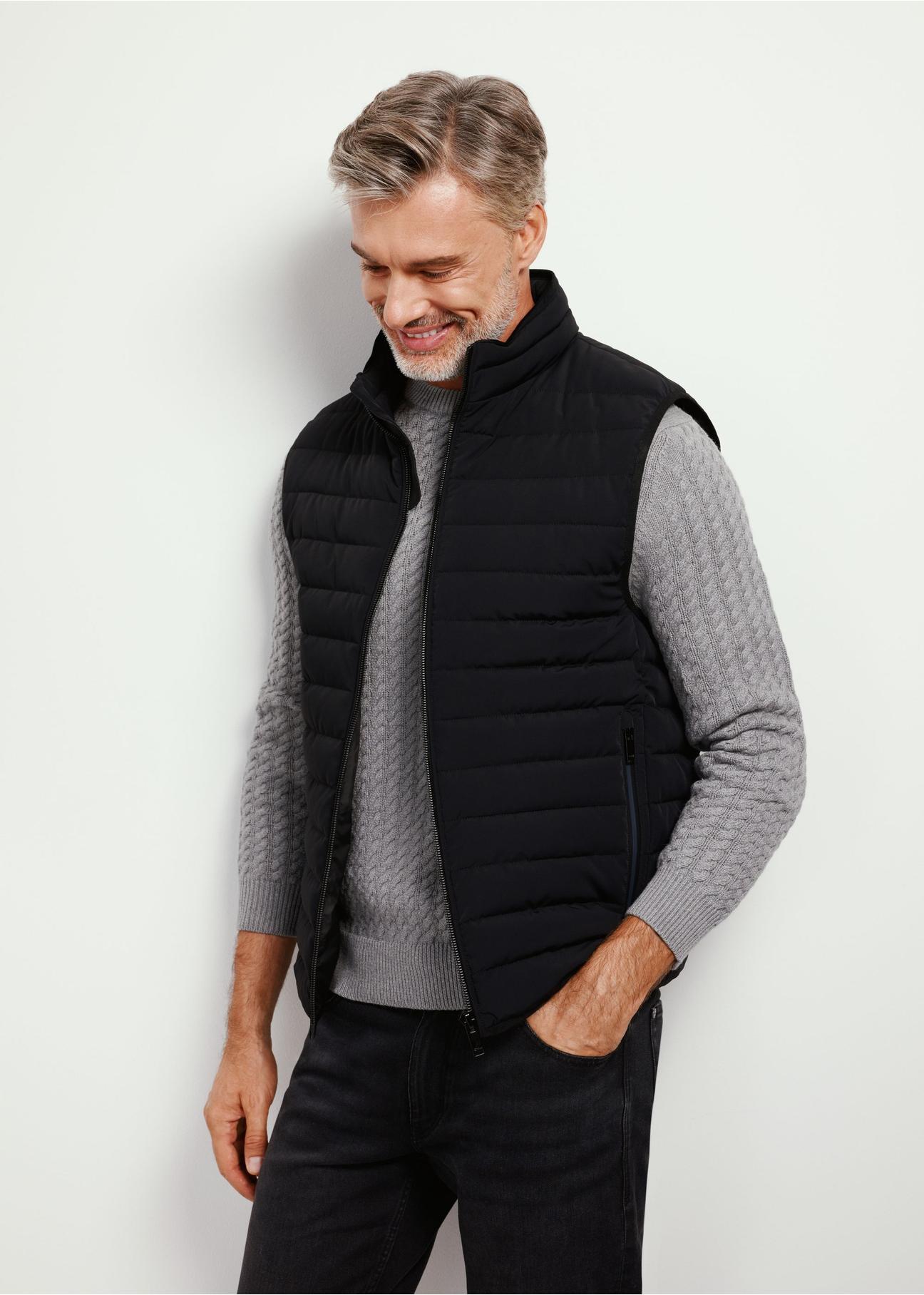 Black quilted men's vest KAMMT-0004-99(Z24)-01