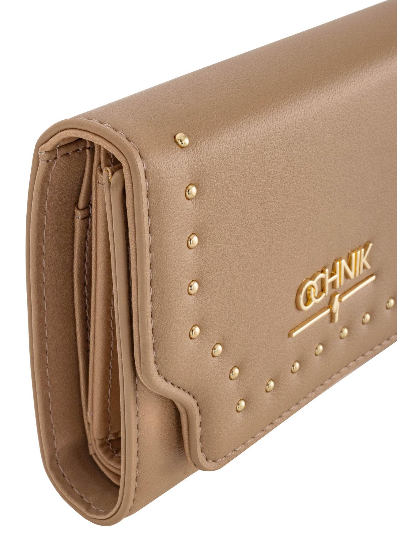 Beige women's wallet with rhinestones POREC-0379-82(W24)-07