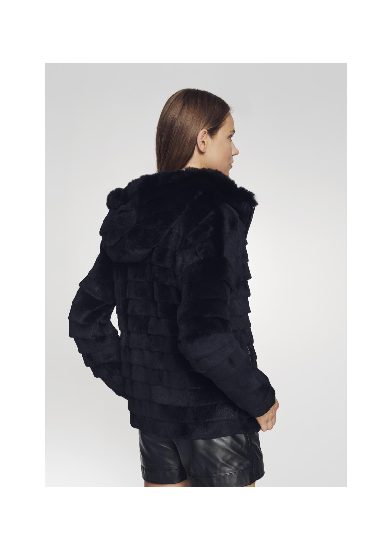 Women's short fur coat with hood FUTDF-0053-5500(Z21)-06