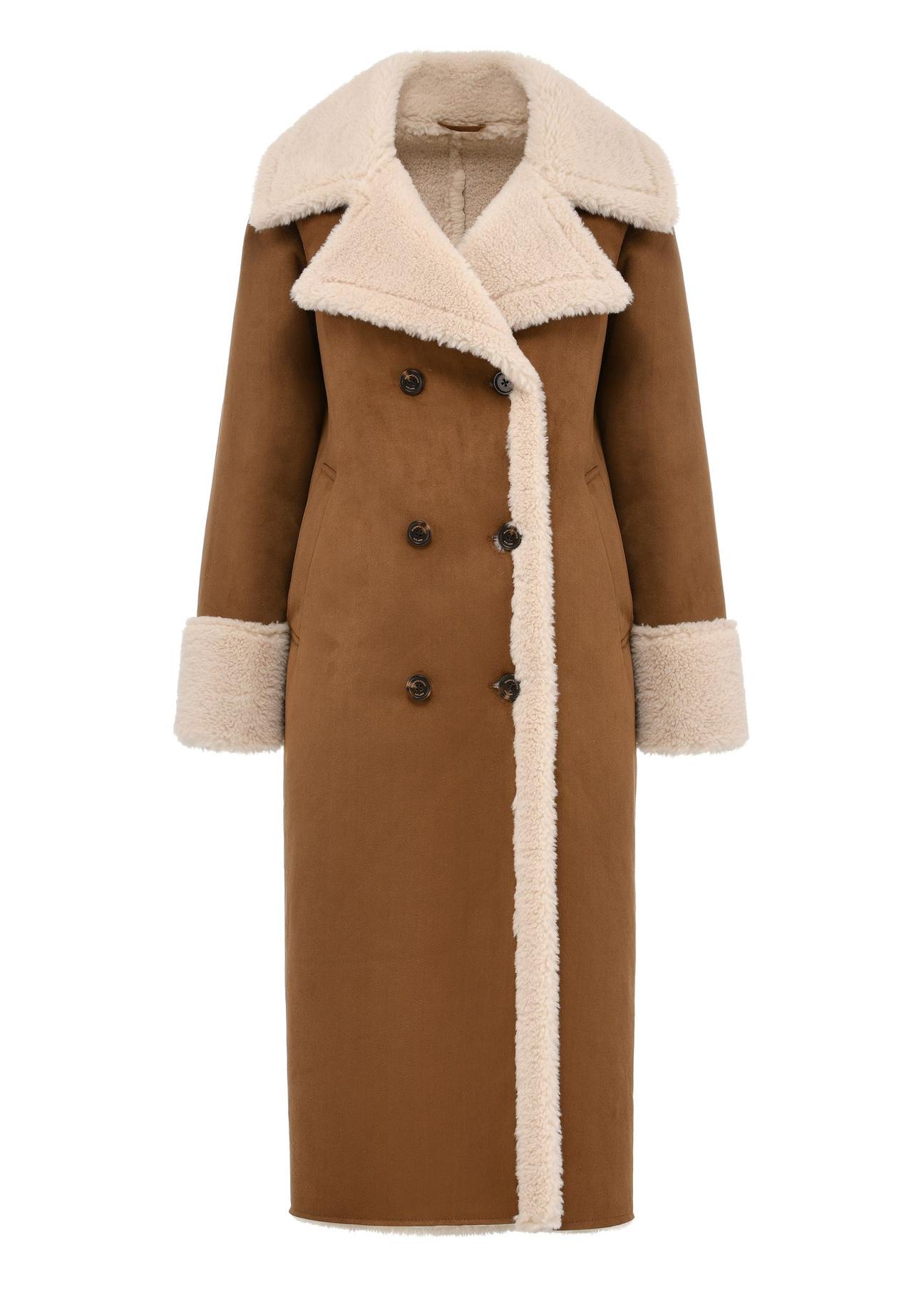 Long brown women's sheepskin coat KOZDP-0010-24(Z24)-05