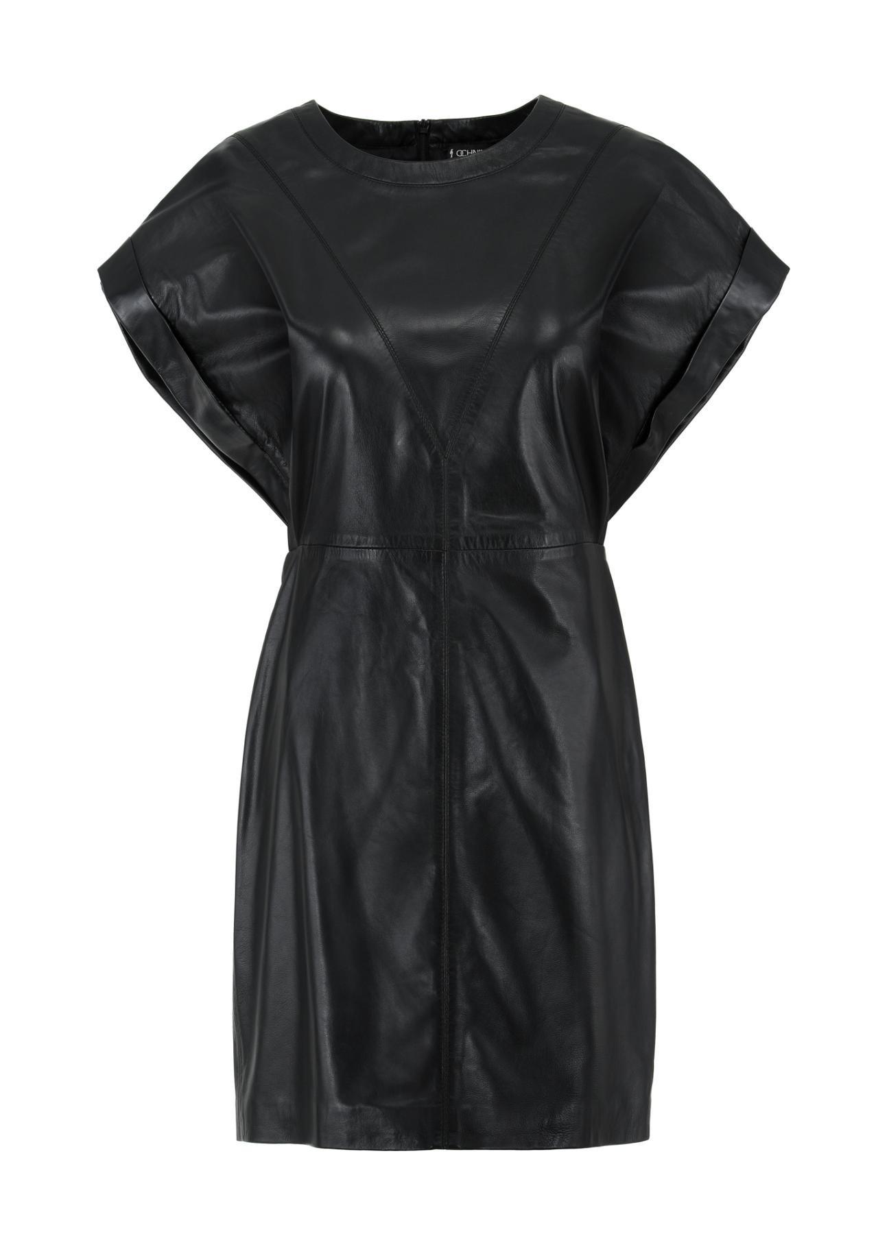 Black leather waist dress SUKDS-0048-1298(W24)-03