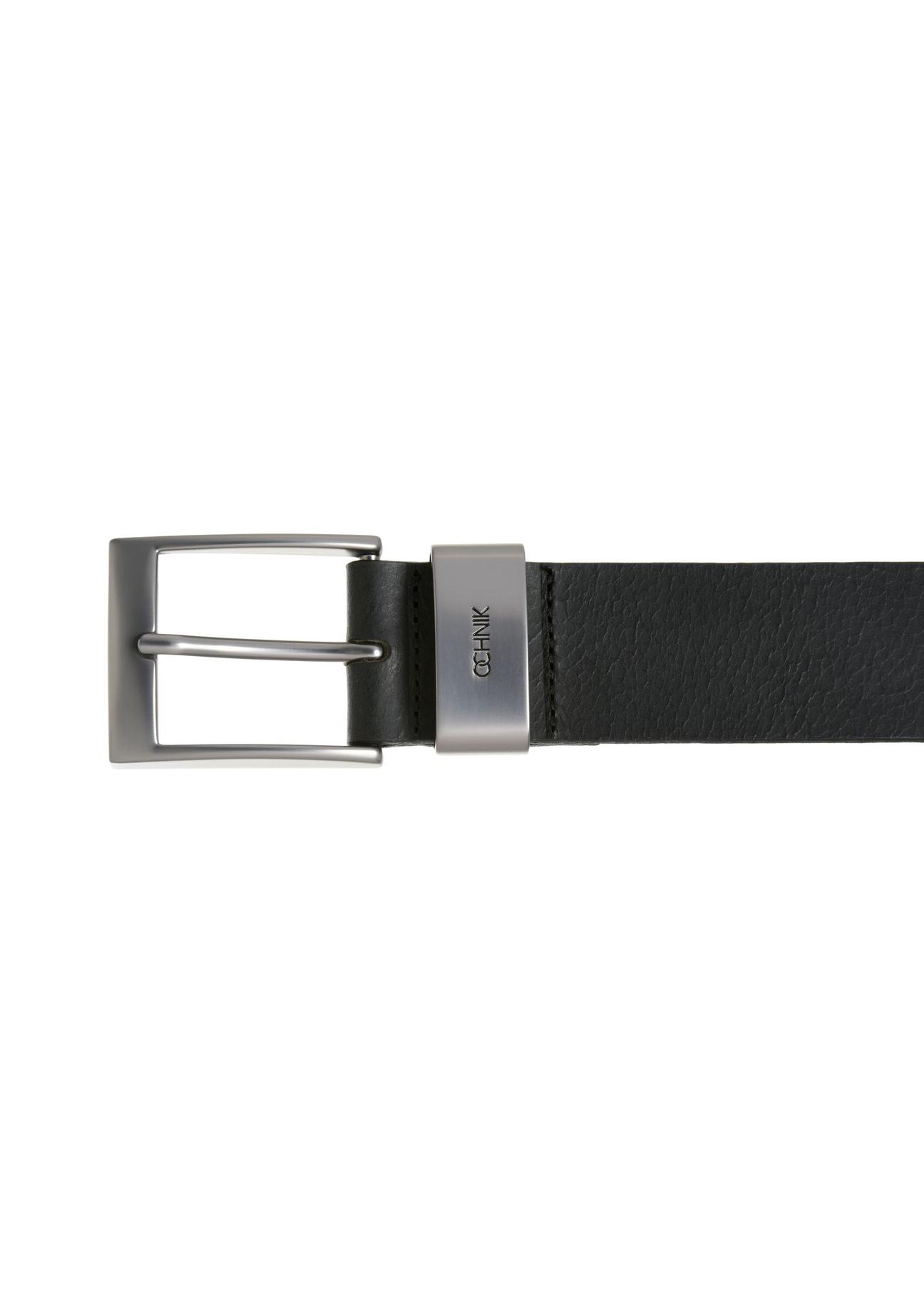 Black smooth leather men's belt PASMS-0163A-99(W24)-03