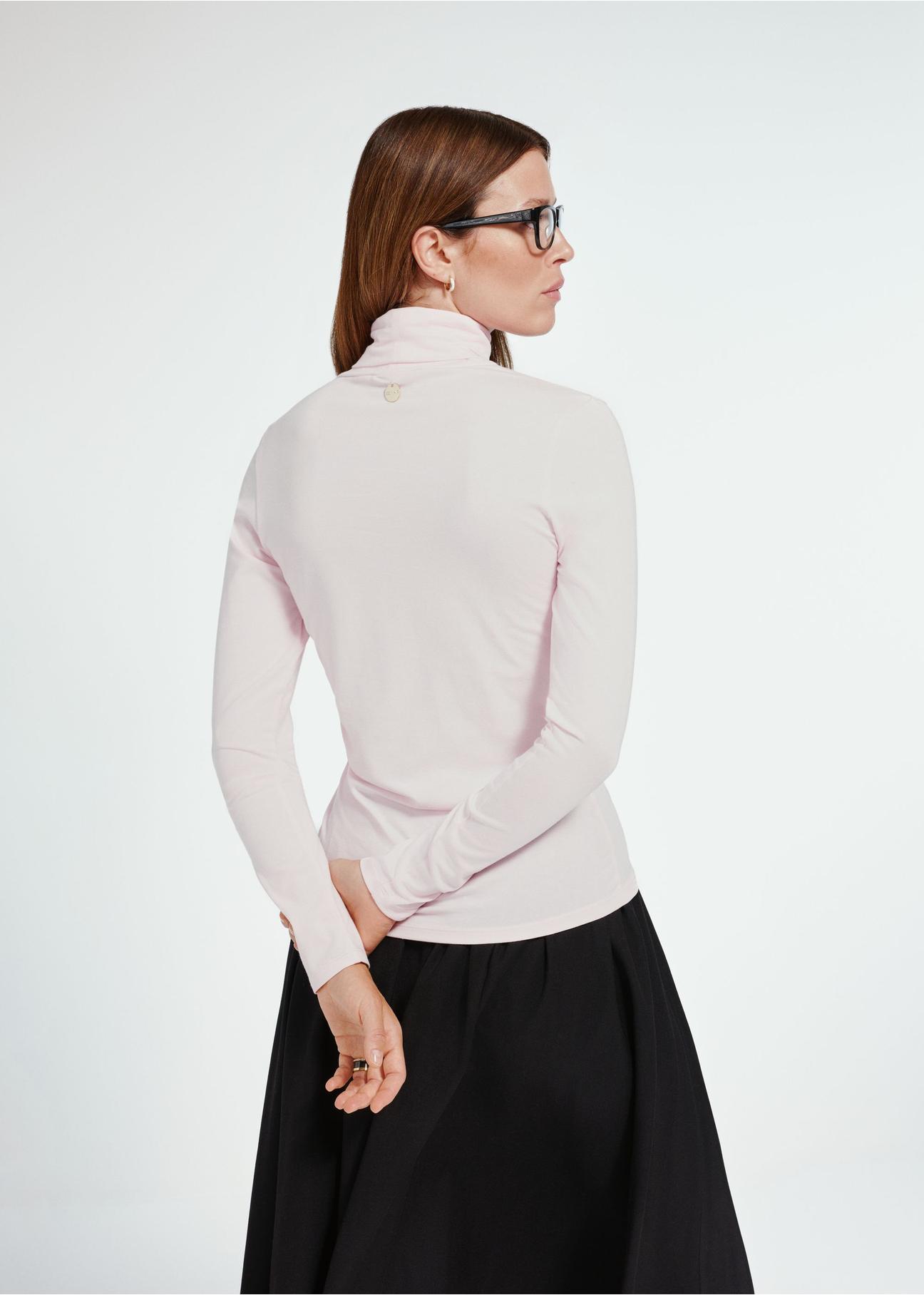 Light pink women's turtleneck blouse LSLDT-0040-34(Z24)-02