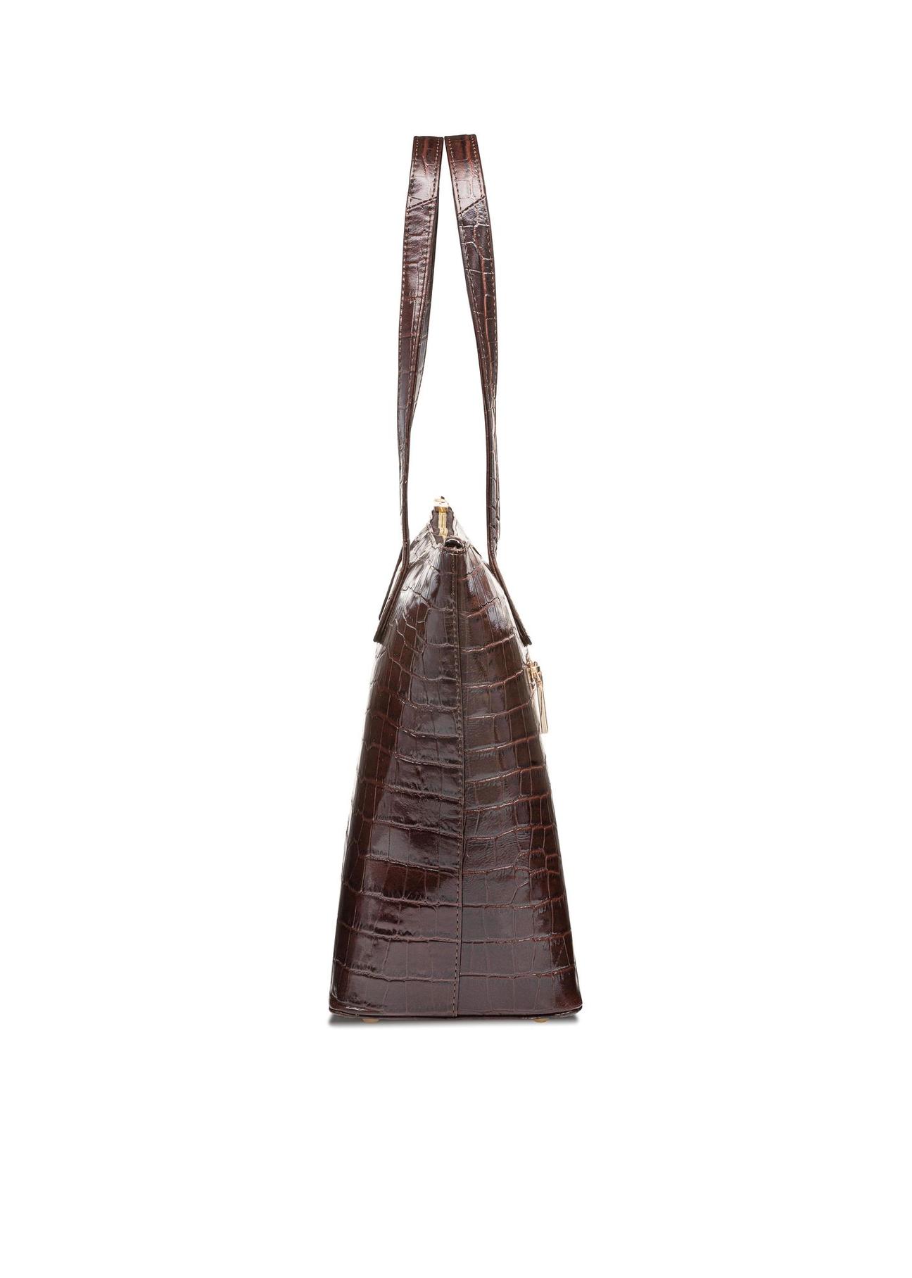 Women's brown leather shopper bag TORES-0939D-89(W25)-03