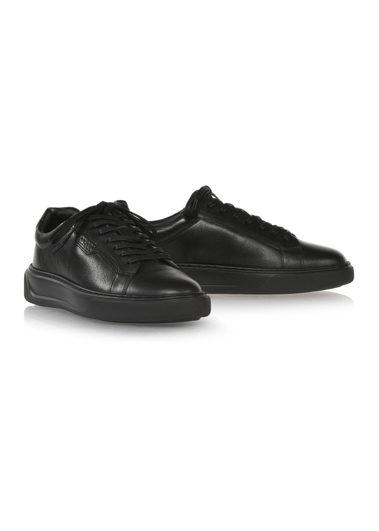 Black leather men's sports shoes BUTYM-0479-99(Z24)-03