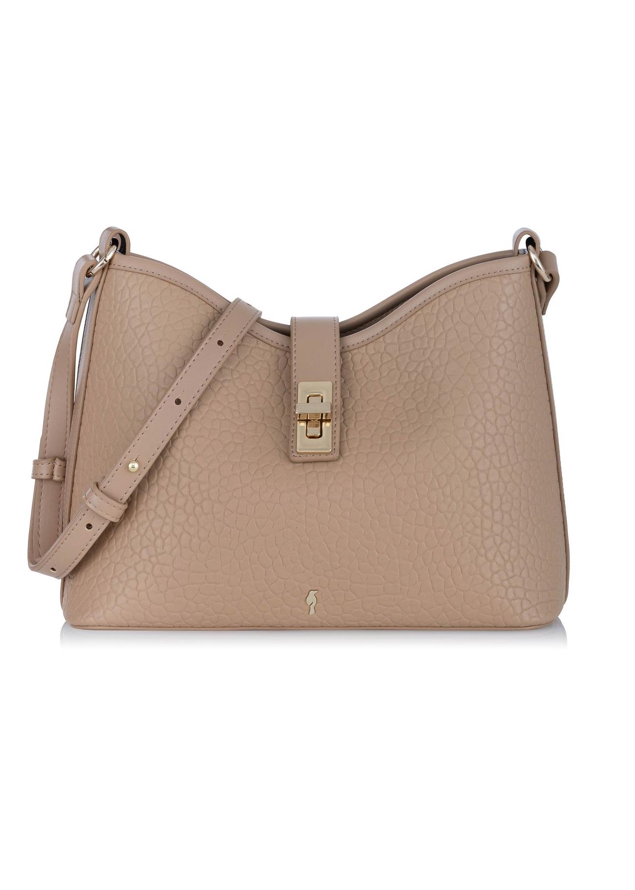 Beige imitation leather handbag for women TOREC-0883-81(W24)-01