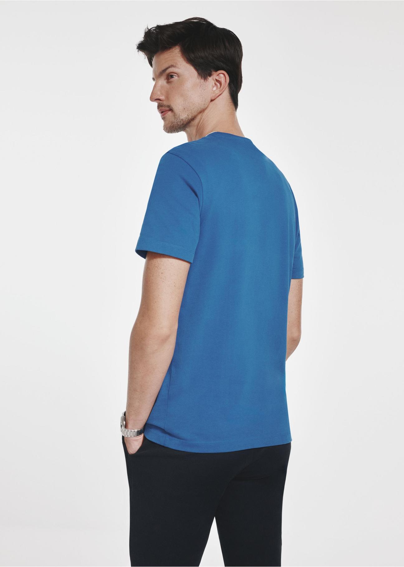 Blue basic men's t-shirt with logo TSHMT-0113-61(Z24)