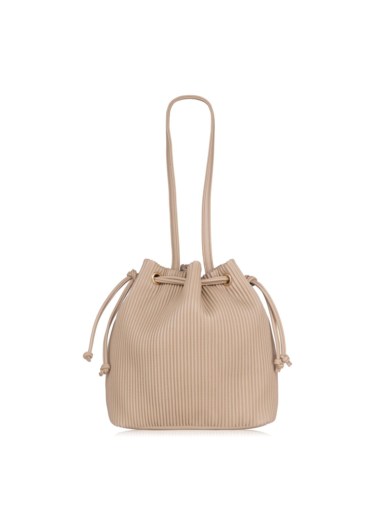 Beige ribbed bag for women TOREC-0609-81(W22)-04