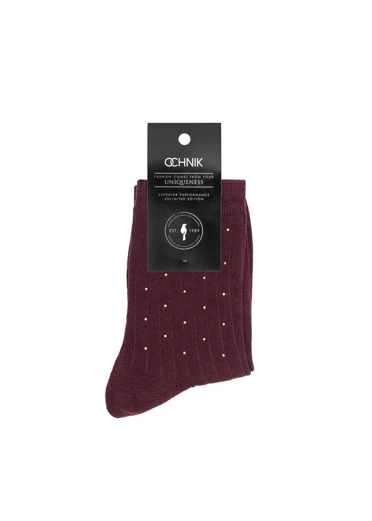 Long burgundy women's socks SKADT-0068-49(Z24)-01