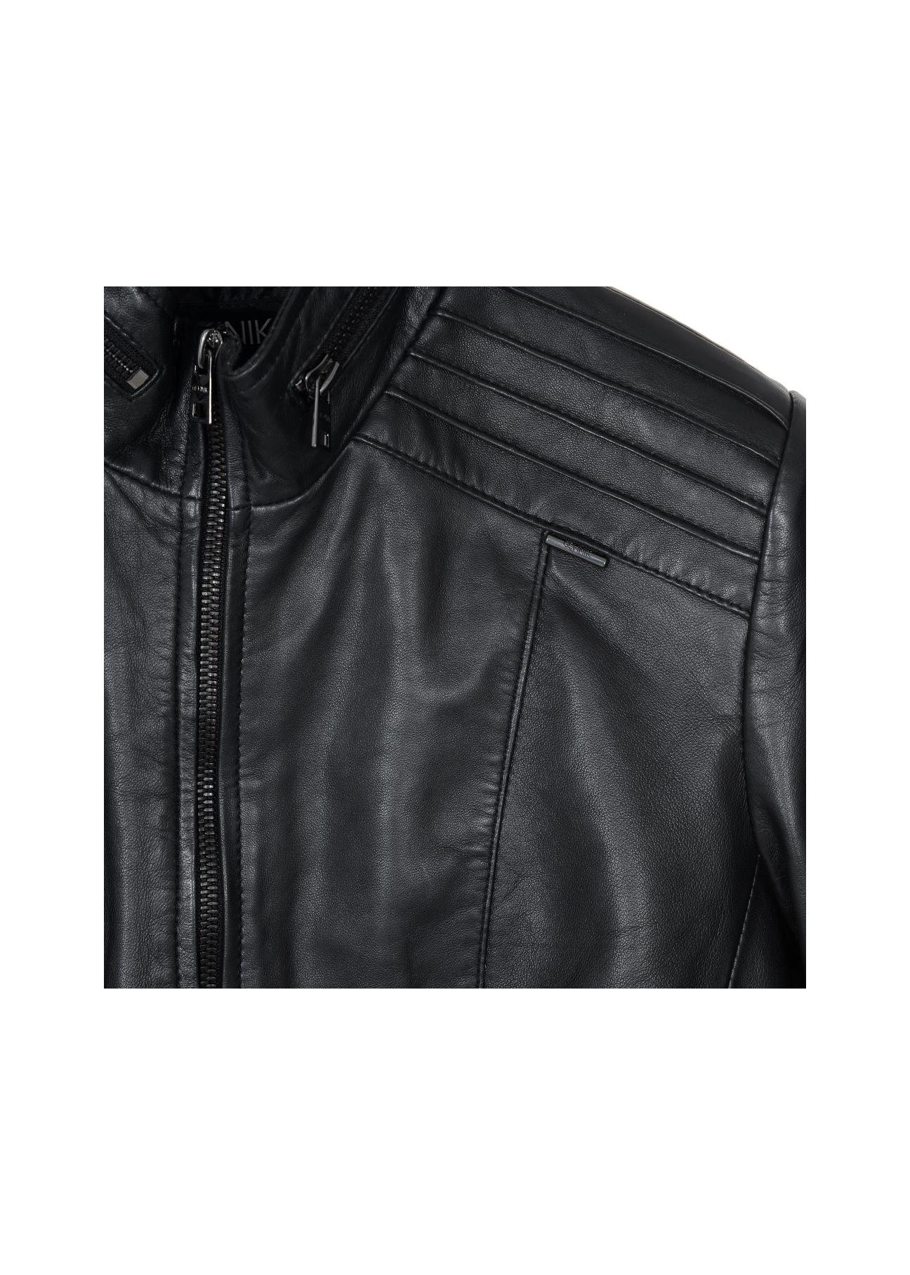 Women's leather jacket with welts KURDS-0348-5491(W22)-06