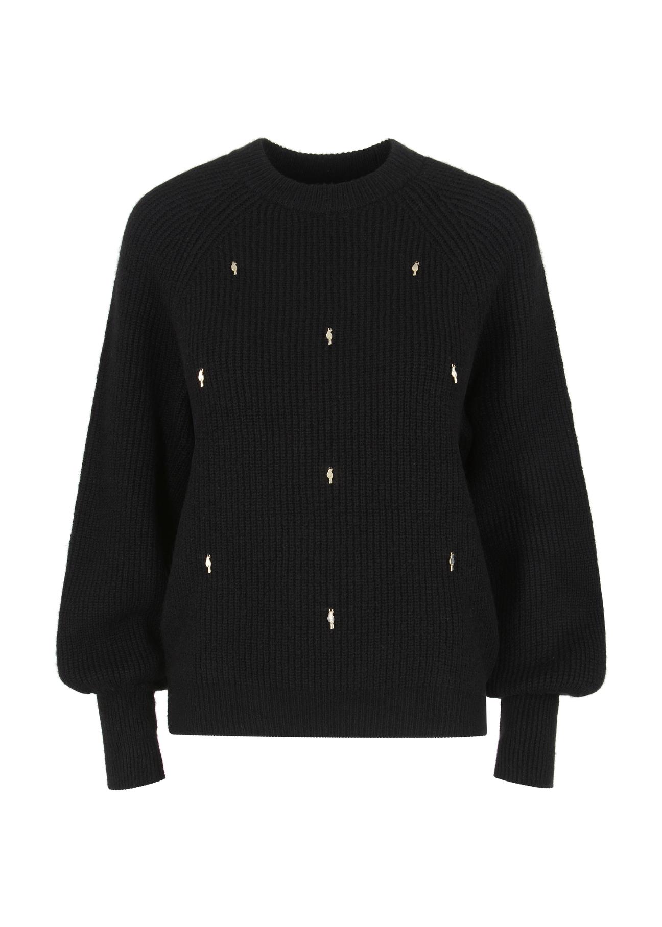 Black women's sweater with pendants SWEDT-0197-99(Z23)-03