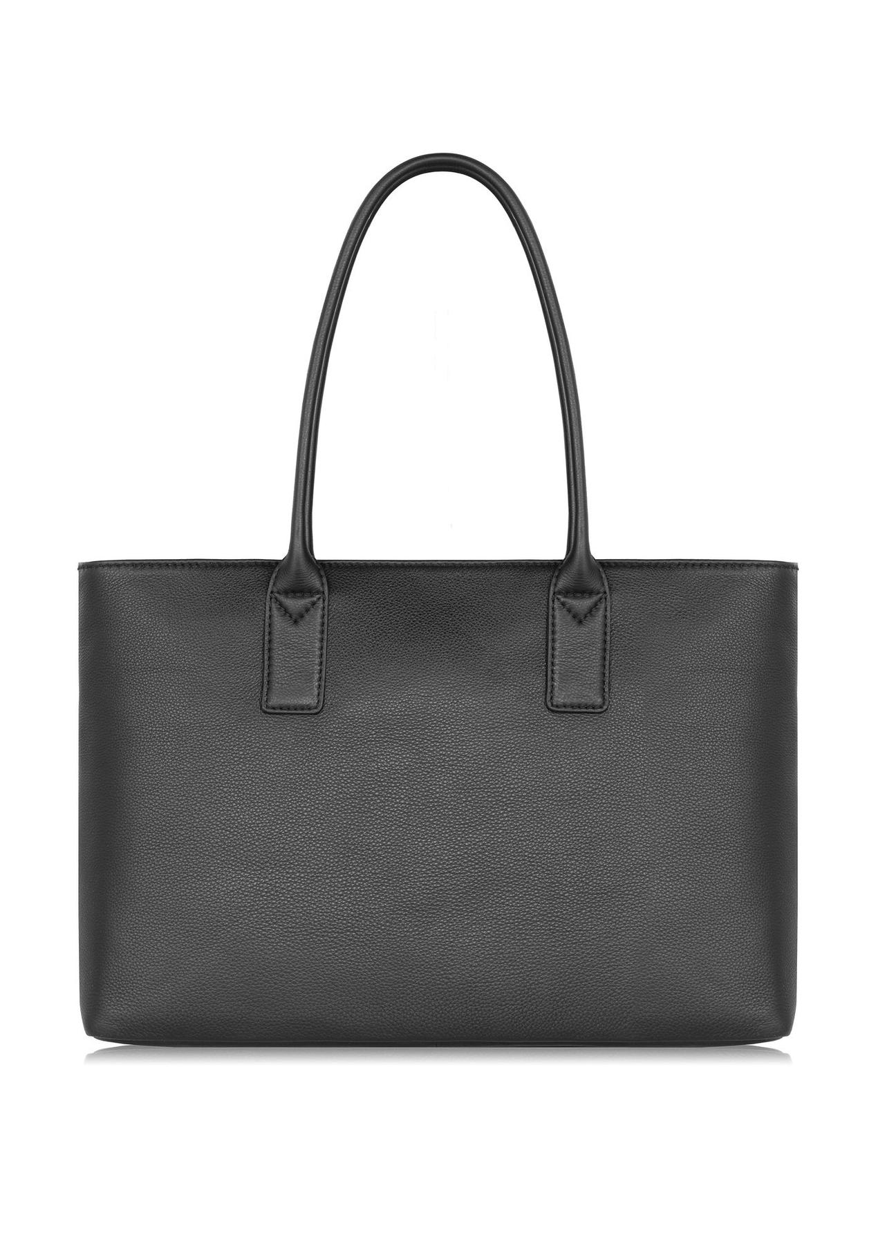 Women's black leather shopper bag TORES-0989-99(W24)-04