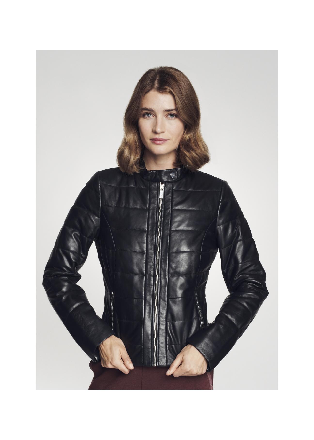 Women's leather jacket in black color KURDS-0311-5339(Z21)-01