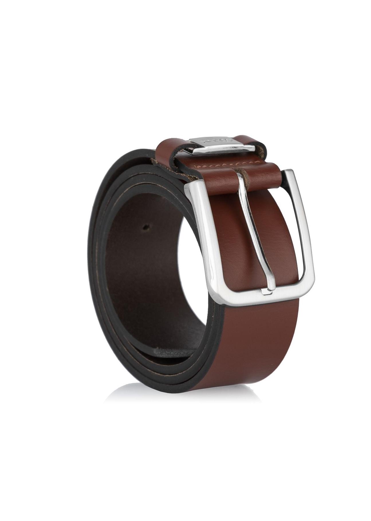 Brown leather men's belt PASMS-0129B-88(W23)-01