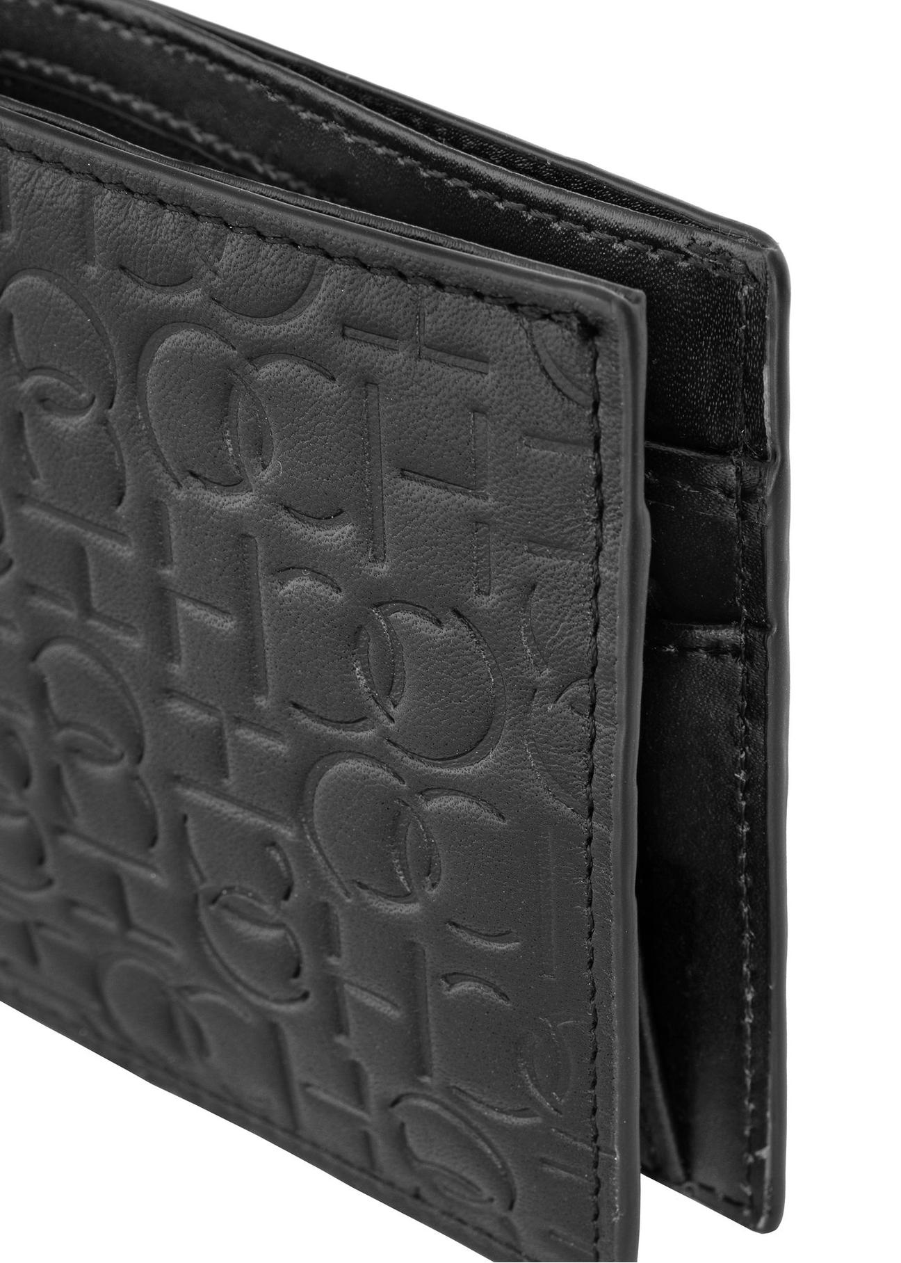 Men's black leather wallet with monogram PORMS-0603-98(Z23)-05