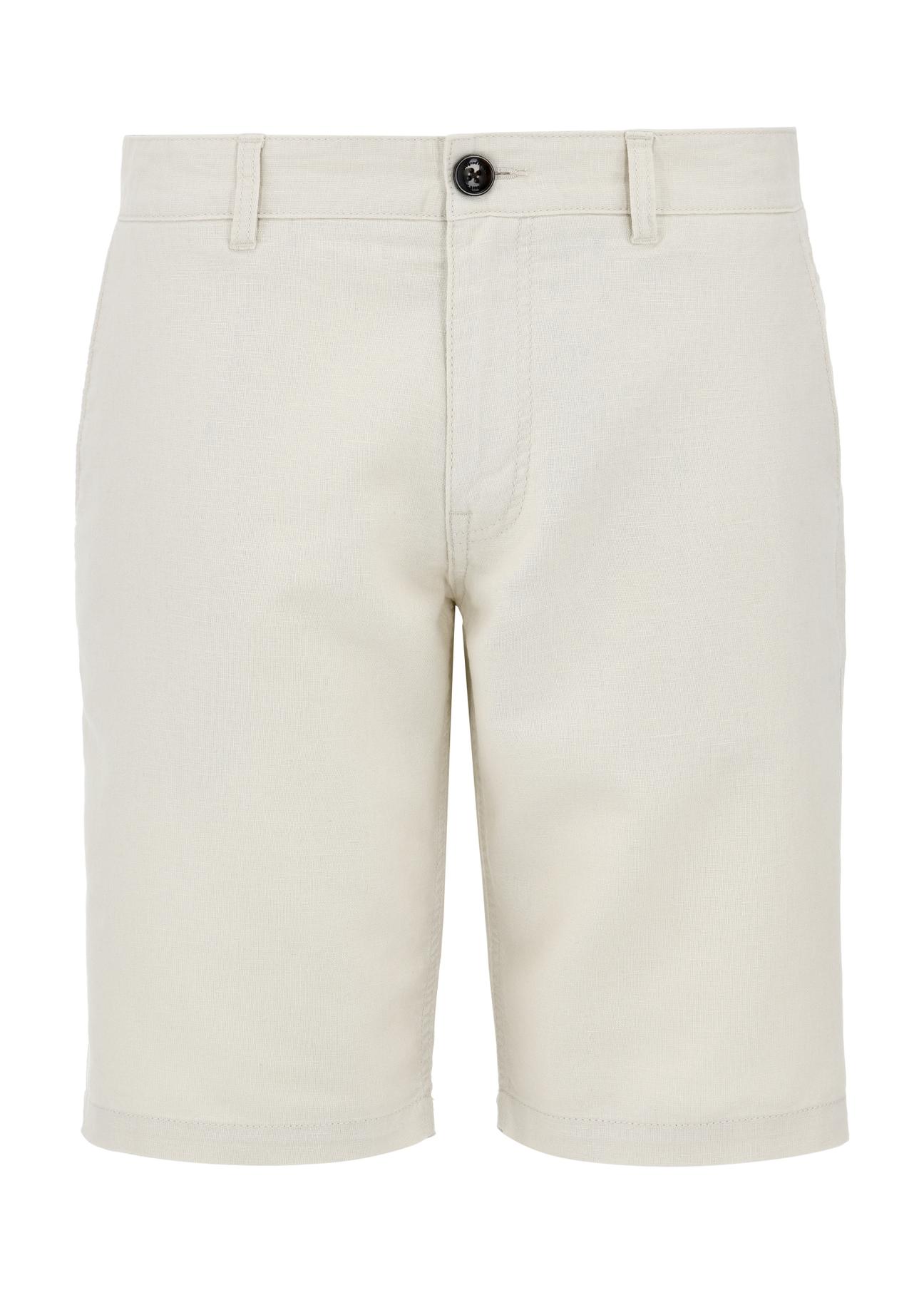 Beige linen shorts for men SZOMT-0030-81(W24)-03