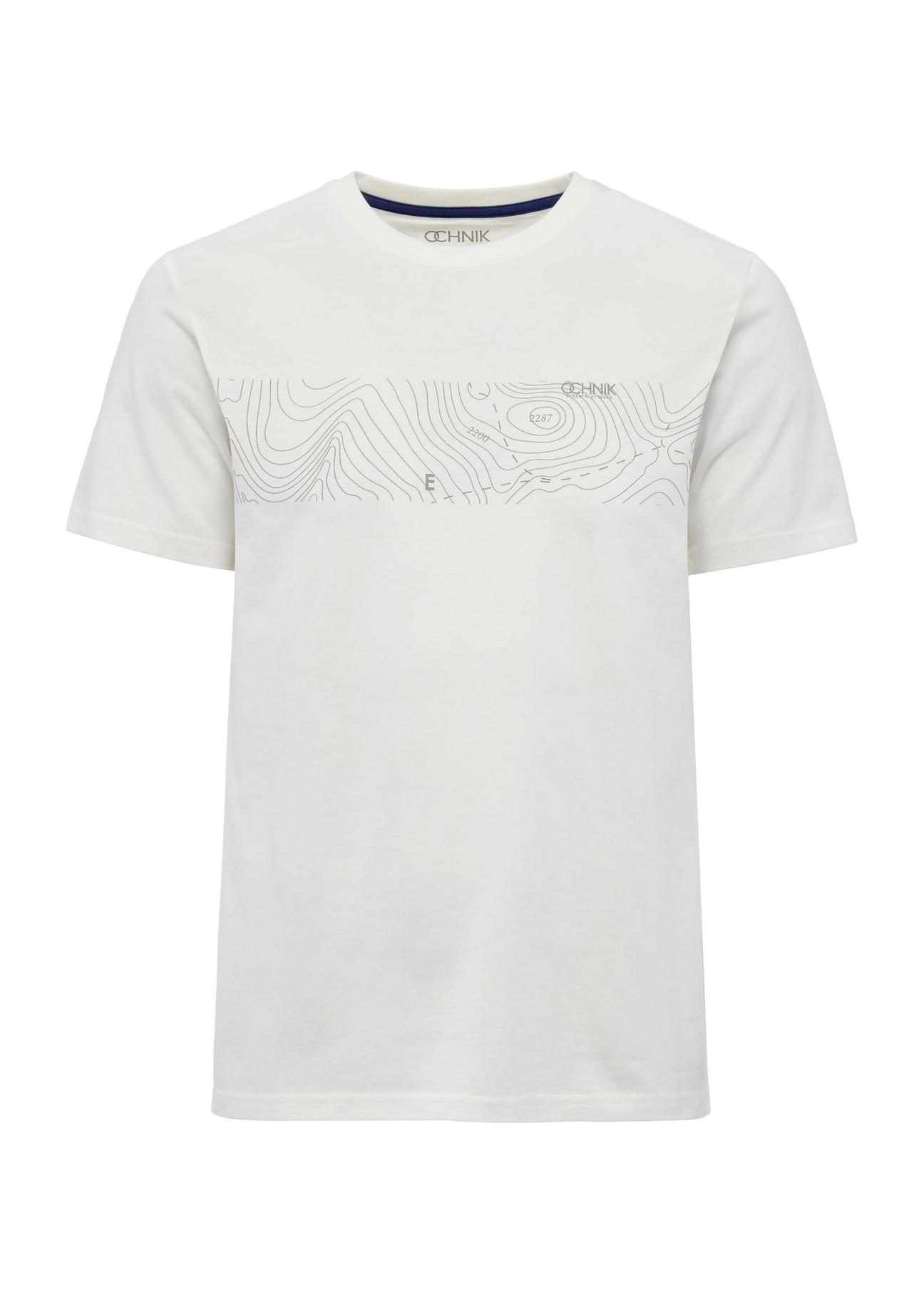 Cream men's t-shirt with print TSHMT-0126-12(W25)-01