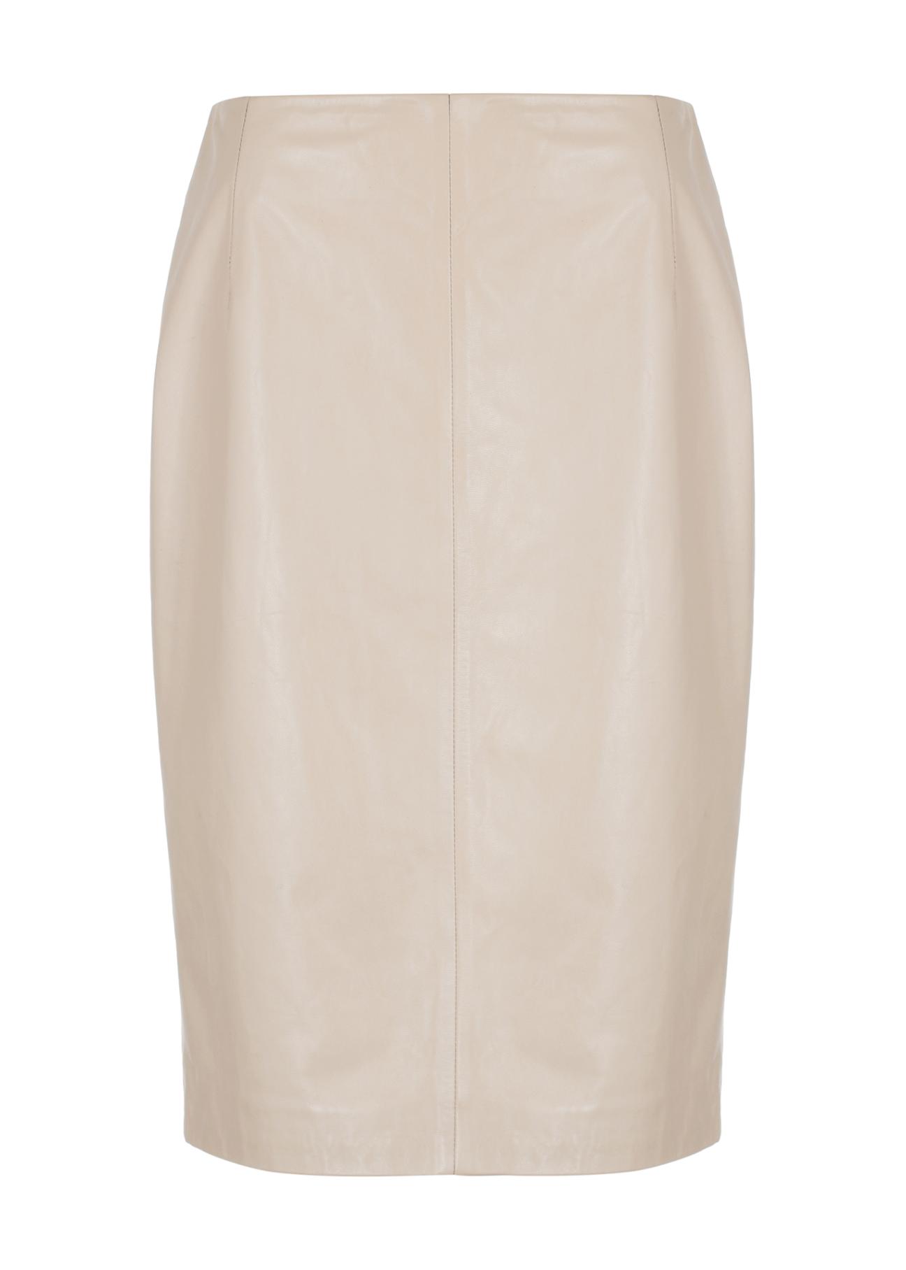 Beige leather skirt SPCDS-0031-1365(W24)-03