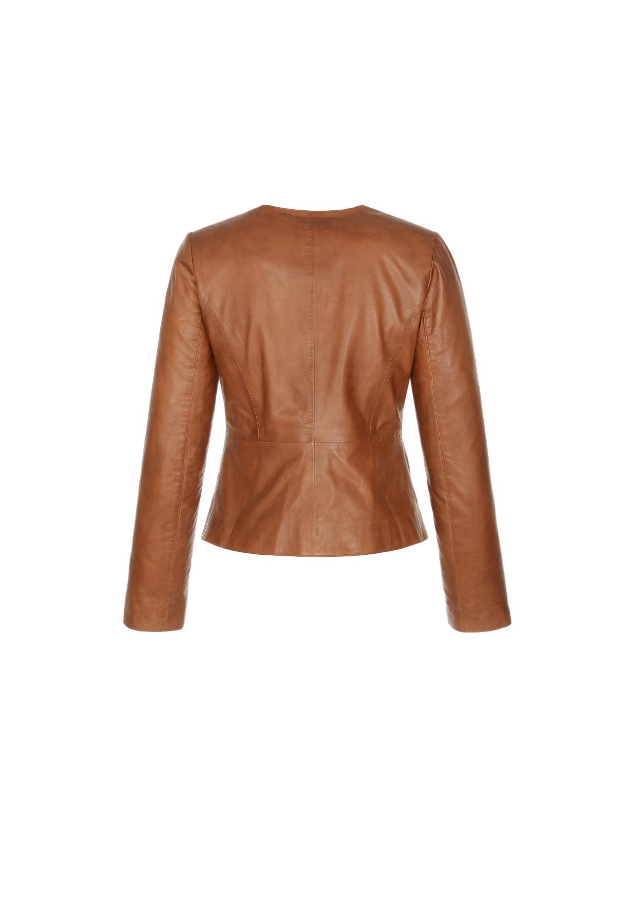 Women's cognac leather jacket KURDS-0232-1228(Z23)-04