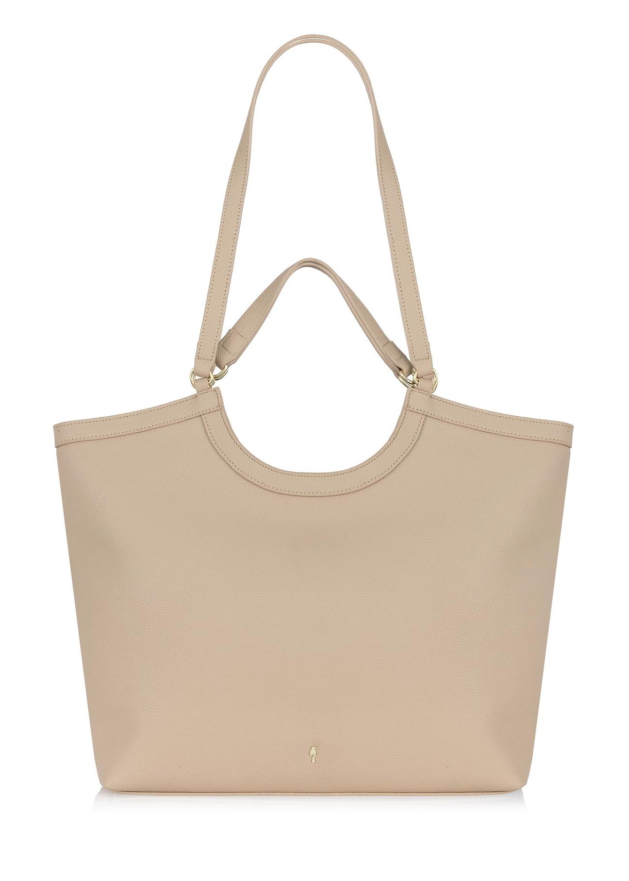 Beige imitation leather shopper bag TOREC-0871-81(W24)-01