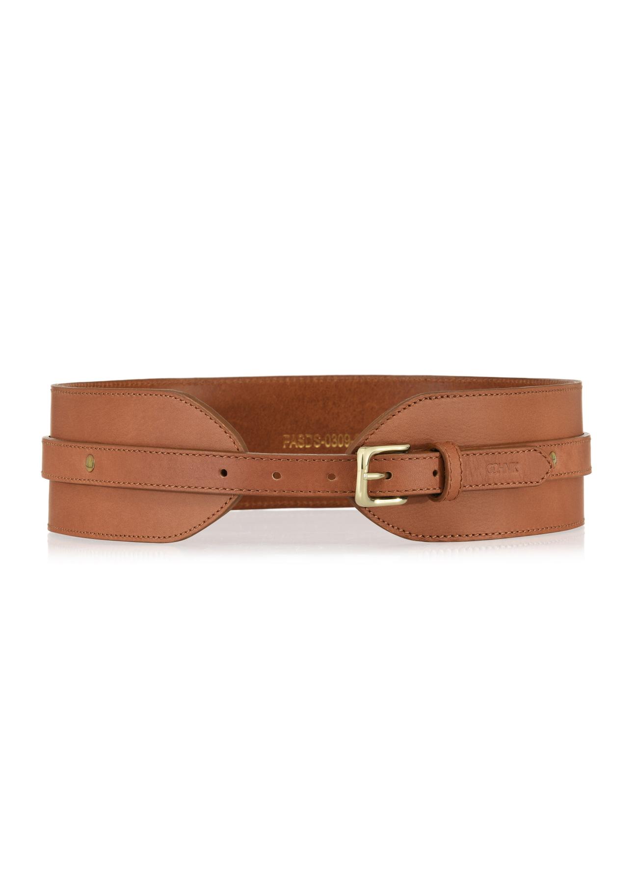 Brown wide leather belt for women PASDS-0309-88(W24)-01