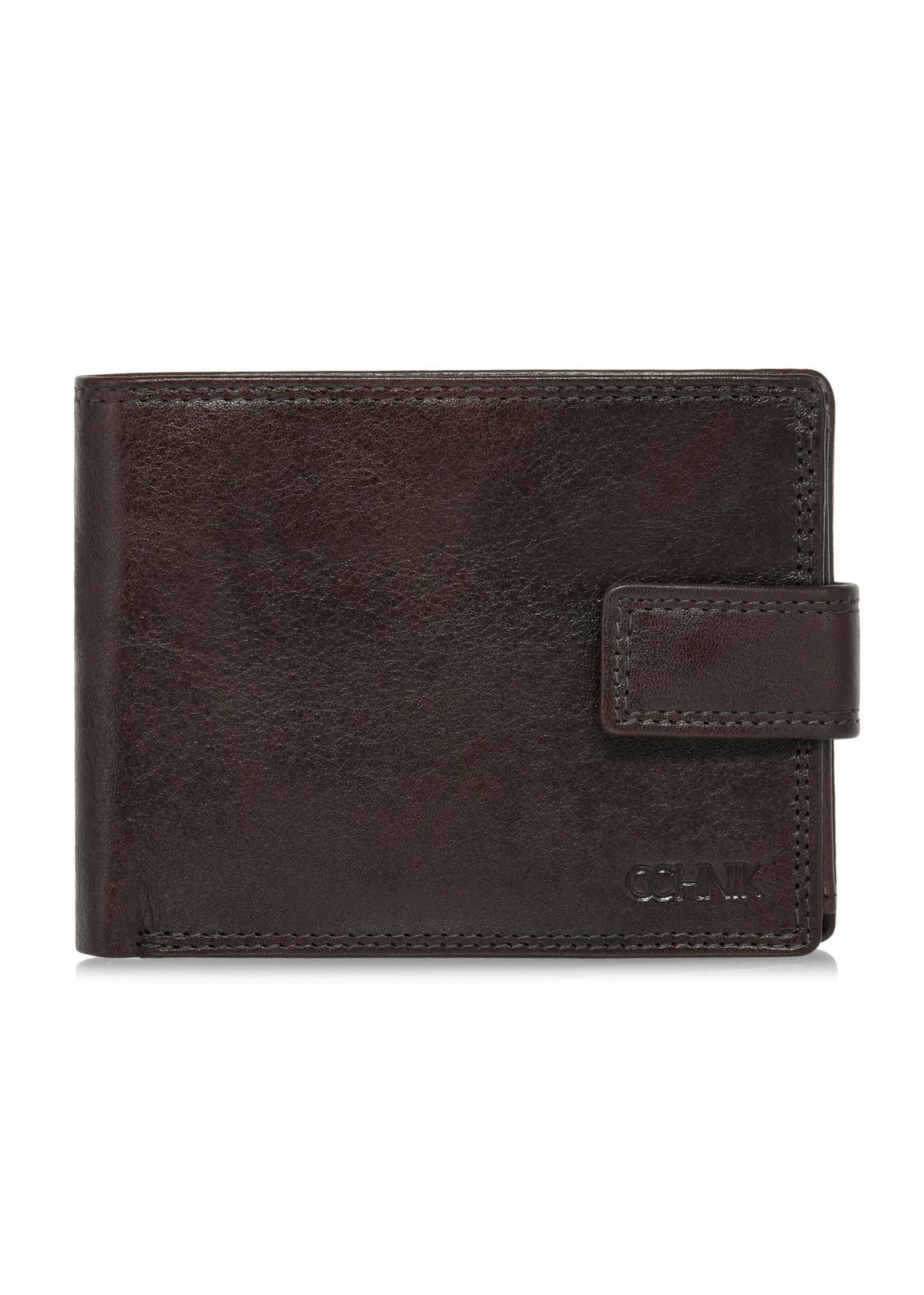 Leather clasp brown men's wallet PORMS-0606-89(W24)-01