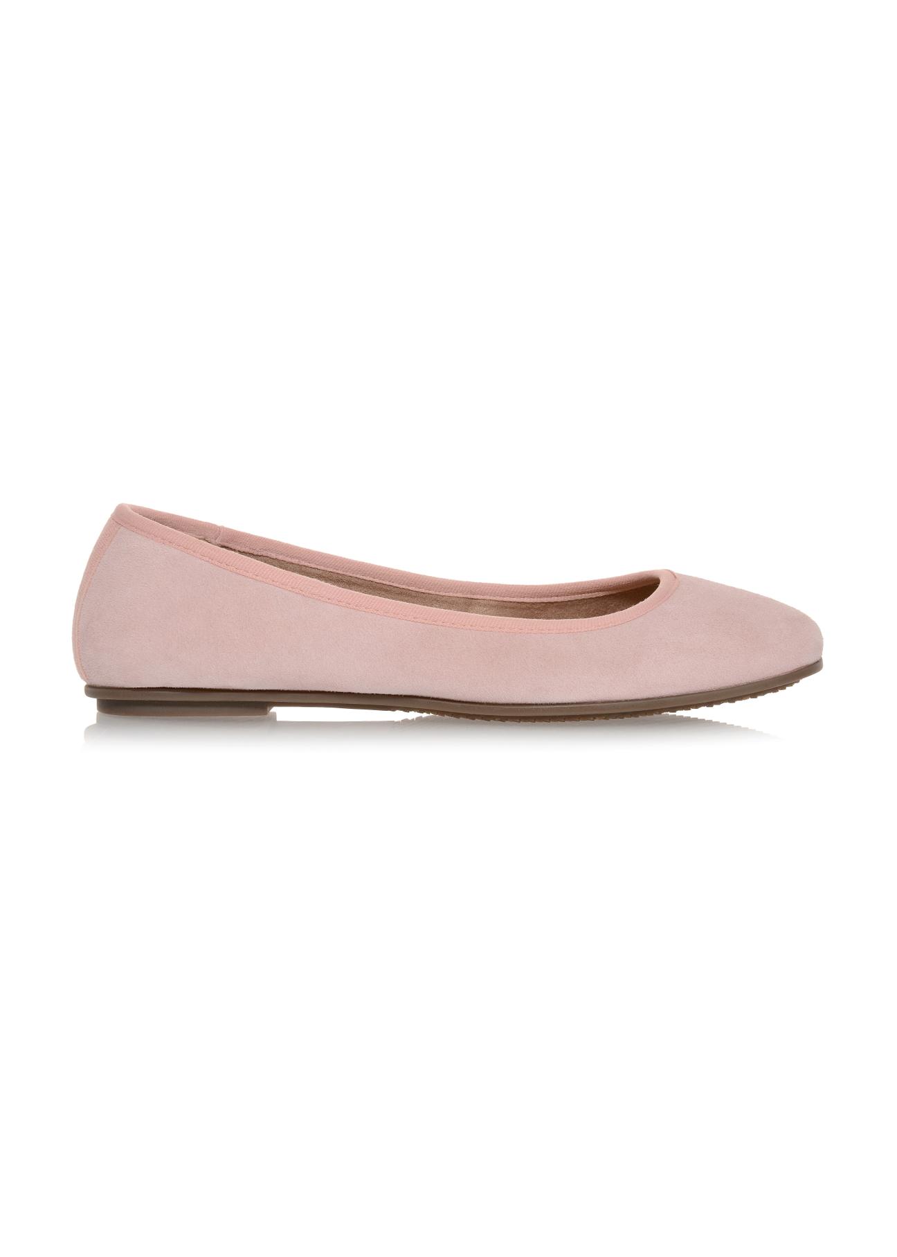 Pink velour ballerinas for women BUTYD-0713A-34(W23)-01