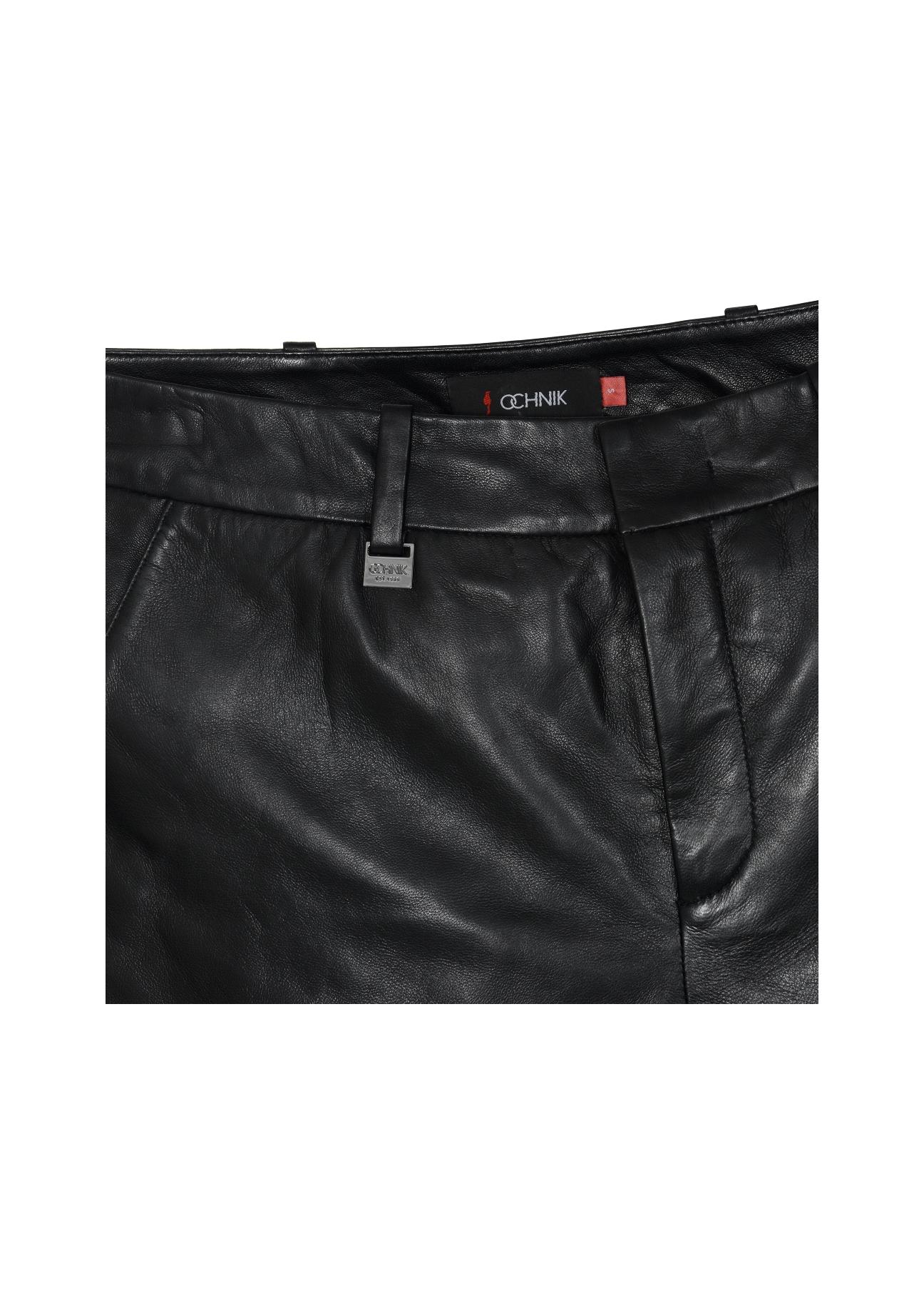 Women's black leather shorts SPODS-0007-5477(W23)-04