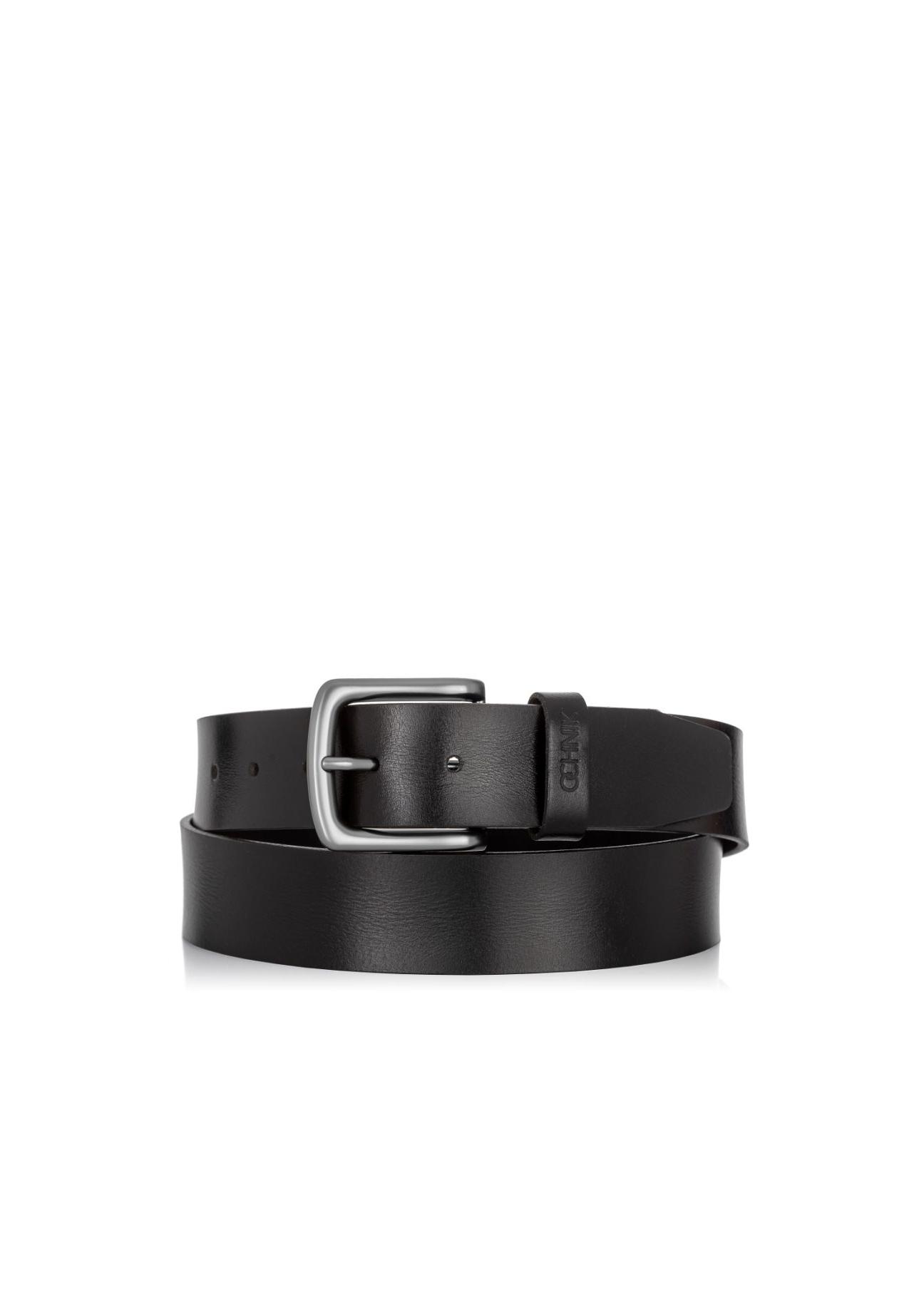 Classic black leather men's belt PASMS-0166A-99(W24)-01