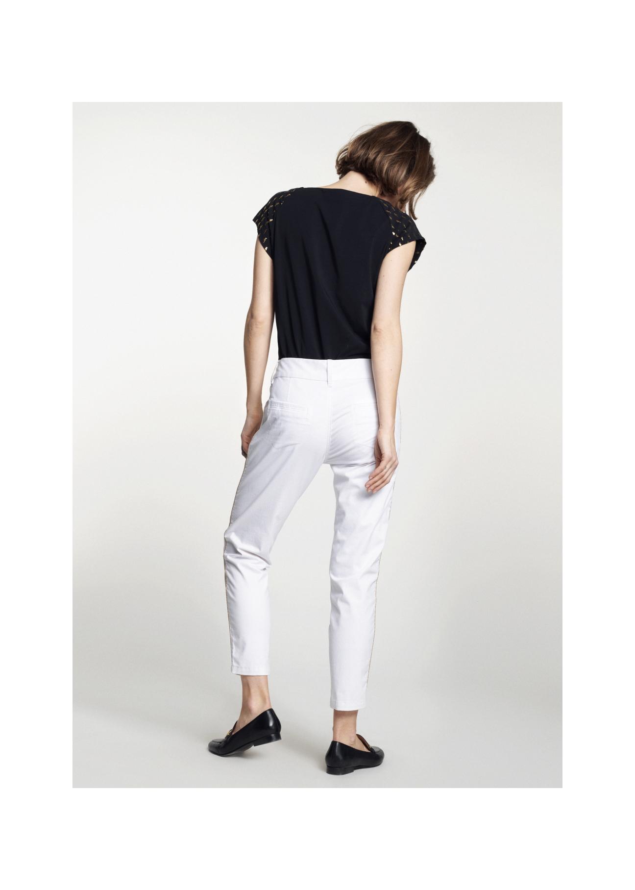 White women's pants with piping SPODT-0056-11(W21)-03