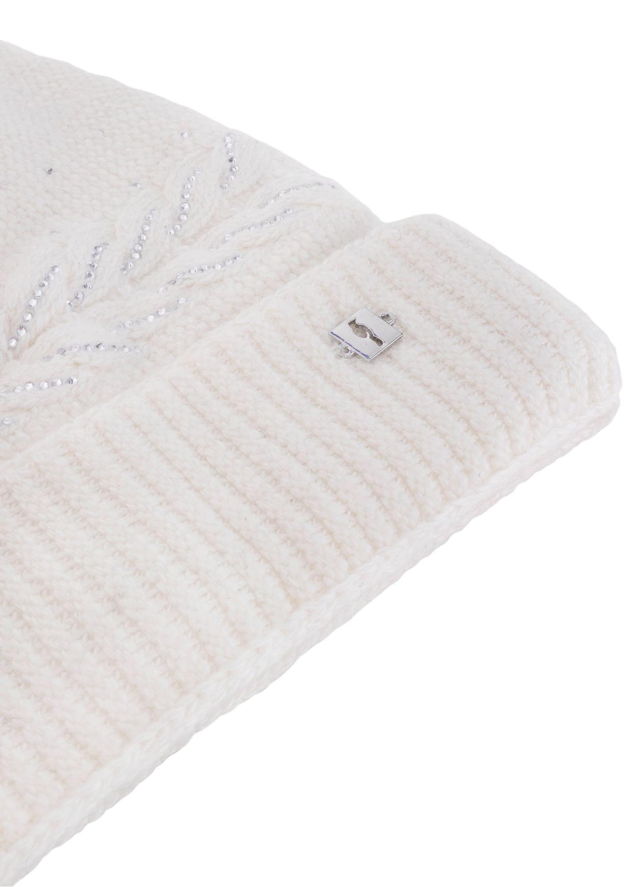 Warm women's winter hat cream CZADT-0186-12(Z24)-03